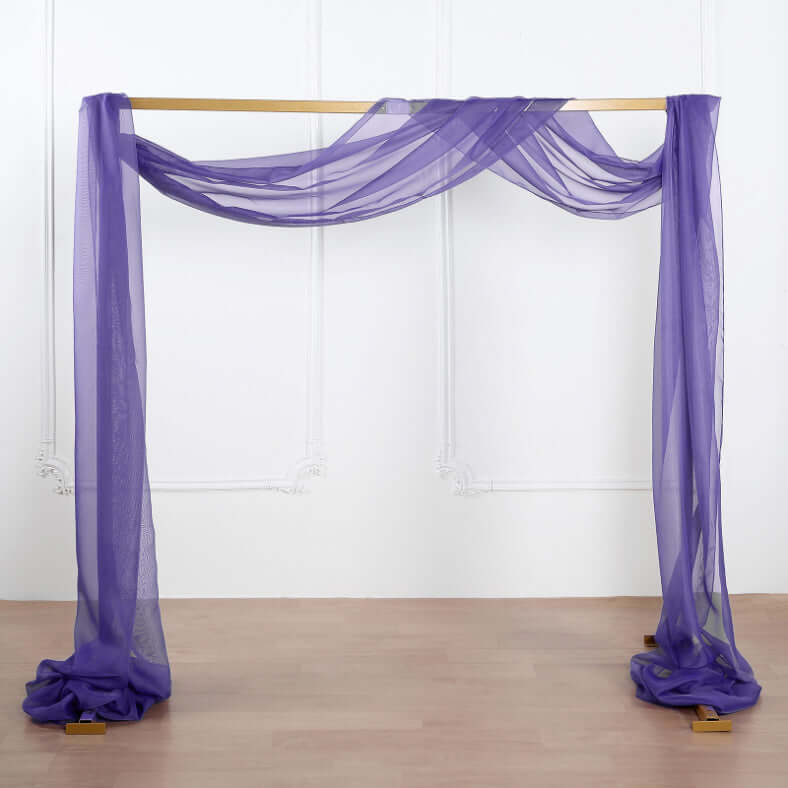 18ft Purple Sheer Organza Wedding Arch Drapery Fabric, Window Scarf Valance