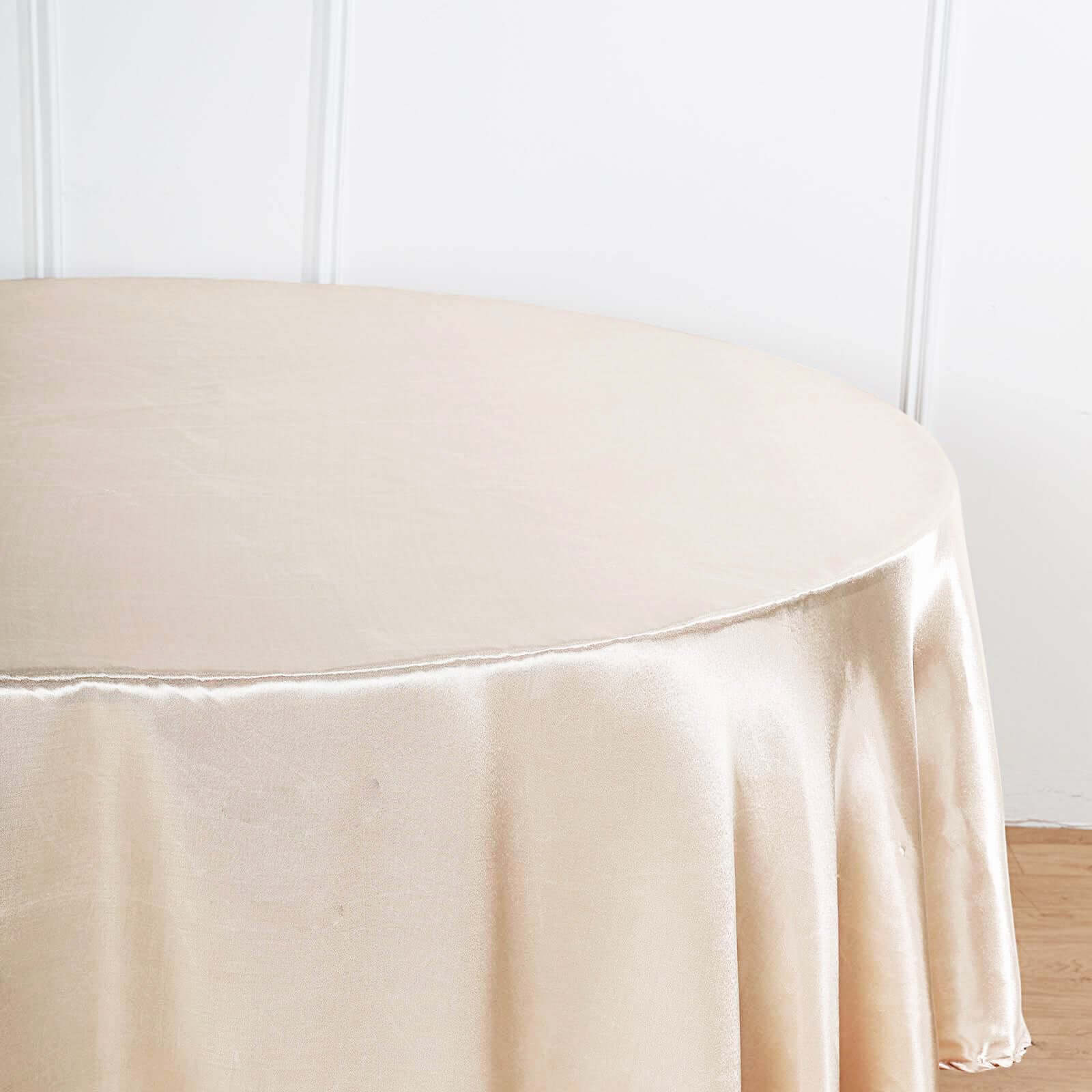 Satin 120 Round Tablecloth Beige - Stylish Seamless Table Cover