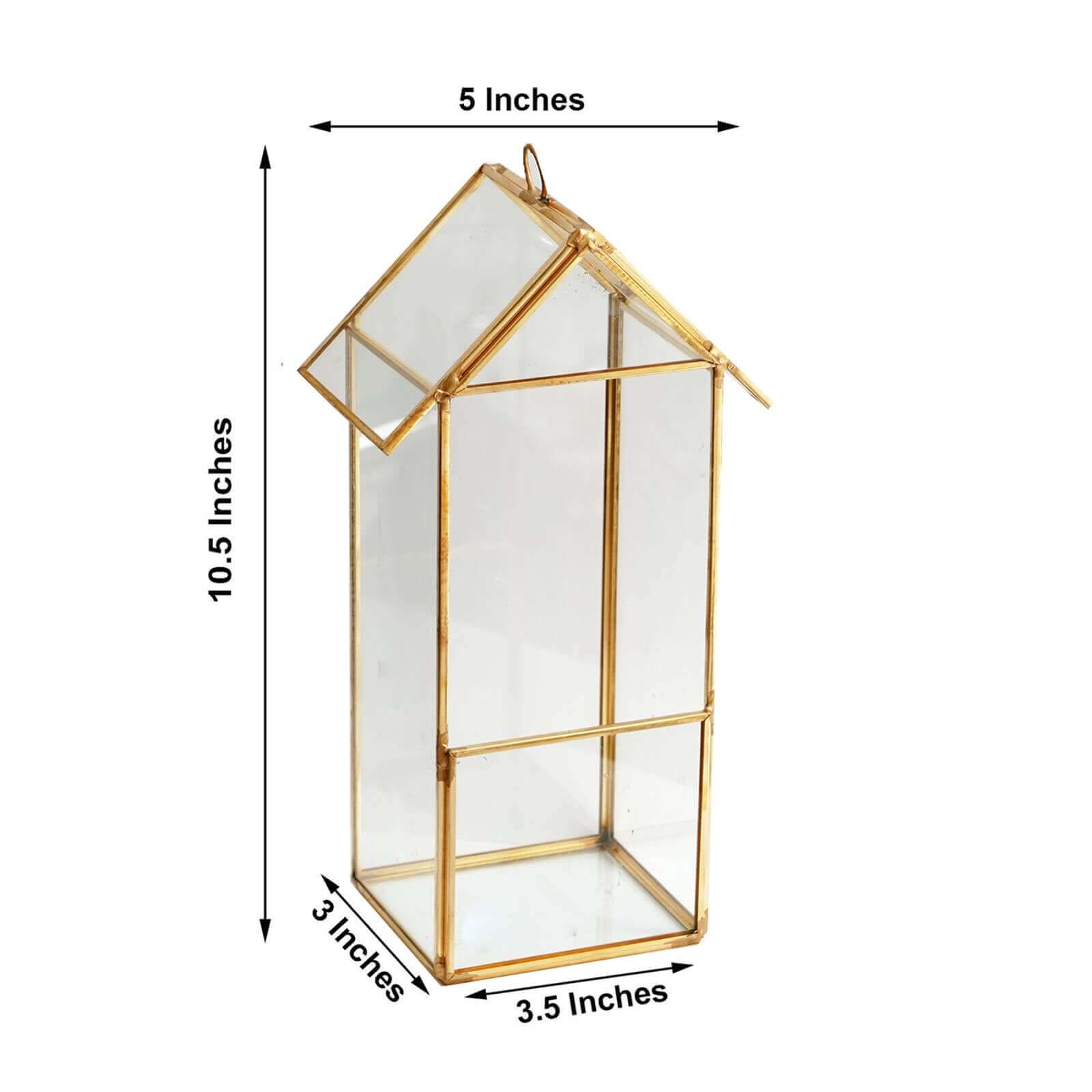 Glass Terrarium Hanging House Lantern Design Metal Gold - Versatile Holder for Air Plants & Displays 11