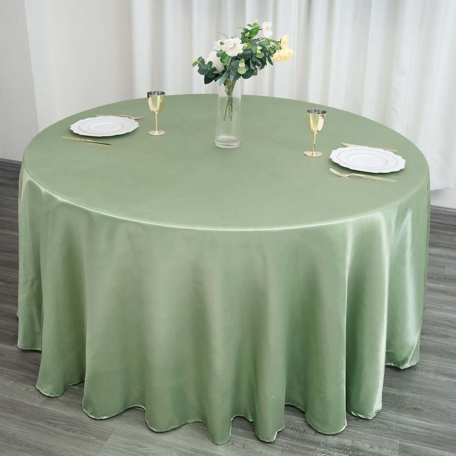 Satin 120 Round Tablecloth Sage Green - Stylish Seamless Table Cover