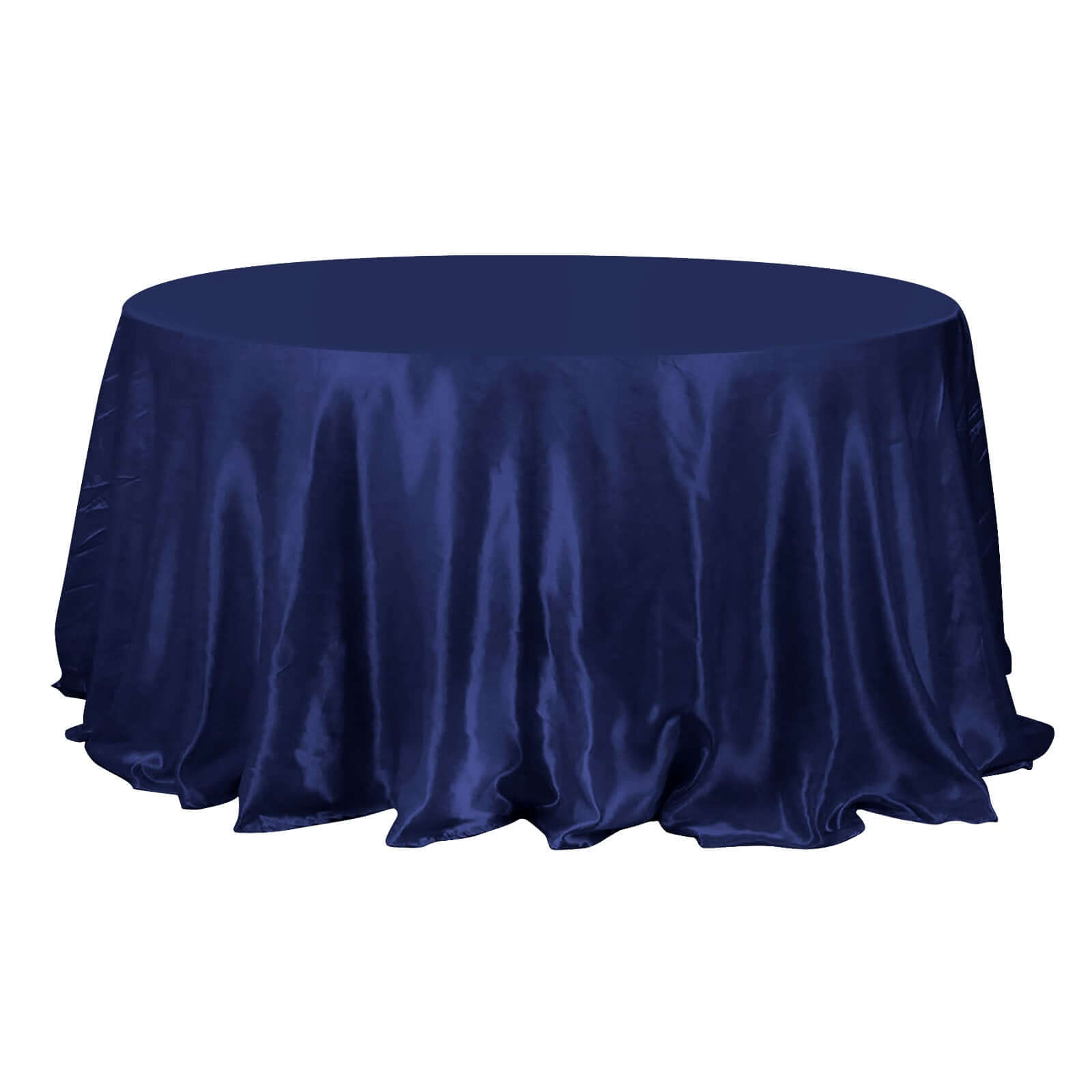 Satin 132 Round Tablecloth Navy Blue - Stylish Seamless Table Cover