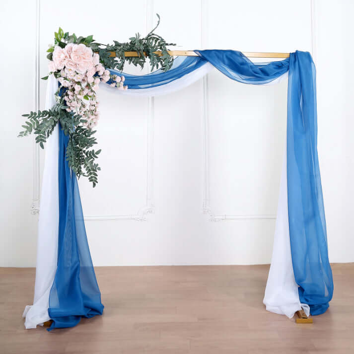 18ft Royal Blue Sheer Organza Wedding Arch Drapery Fabric, Window Scarf Valance