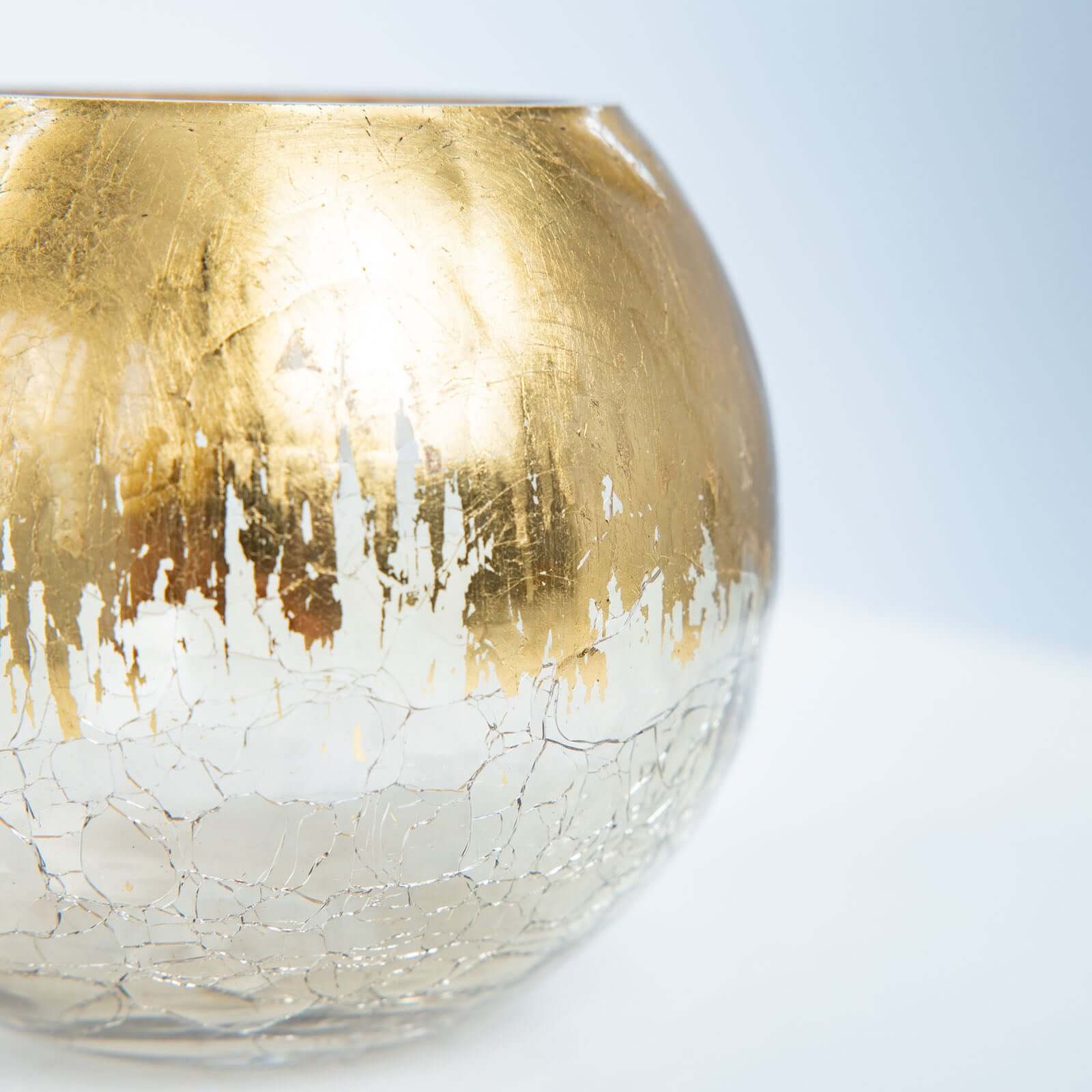 Glass Bud Vase Gold Foiled Crackle Bubble Bowl - Classy Floral Centerpiece for Weddings 4