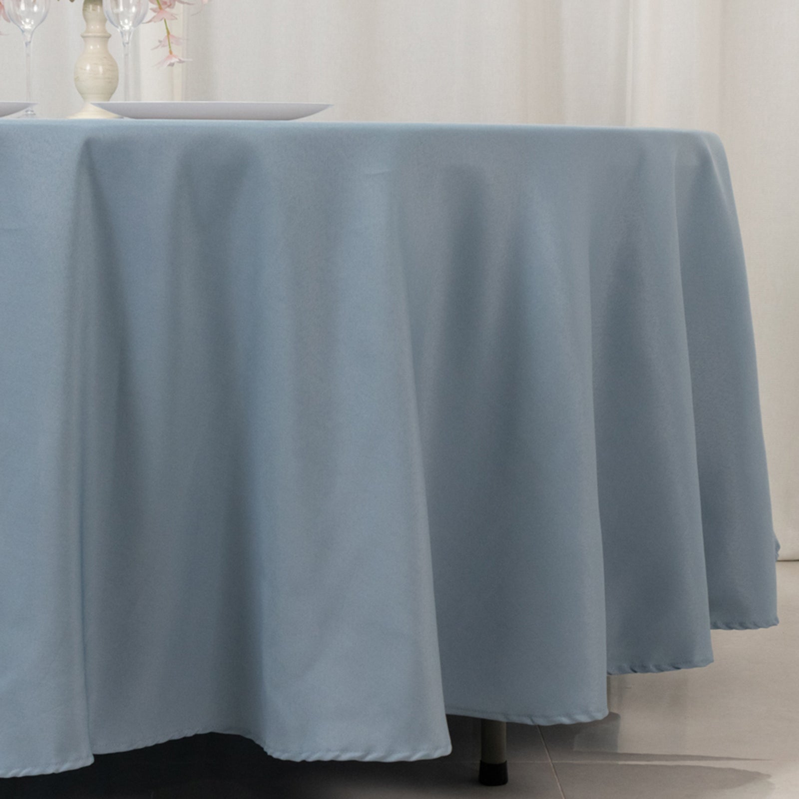 Premium Polyester 108 Round Tablecloth Dusty Blue - Wrinkle-Resistant 220GSM Table Cover