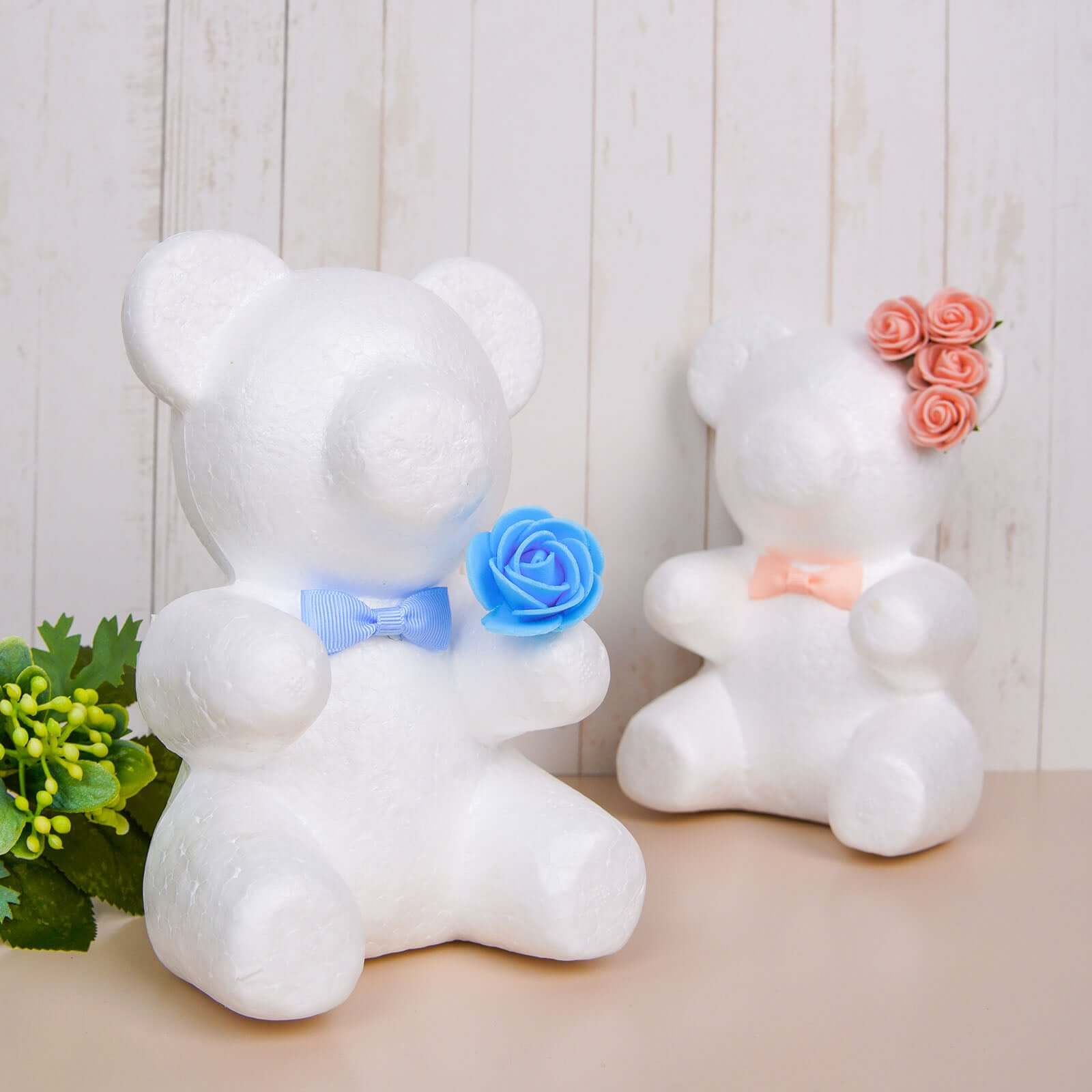 2 Pack 7 DIY White 3D Modeling StyroFoam Bears, Polystyrene Craft Foam Animals