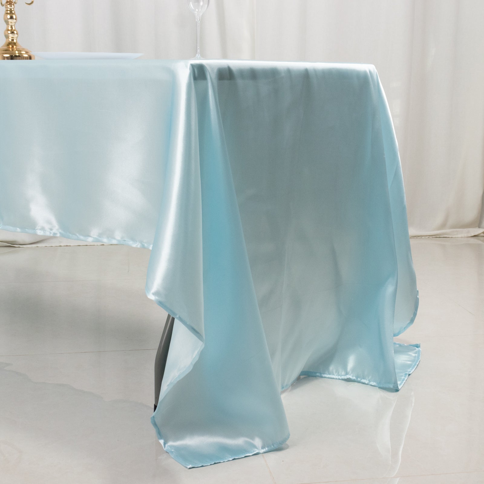 Satin Rectangular 60x126 Tablecloth Light Blue - Smooth and Lustrous Table Cover