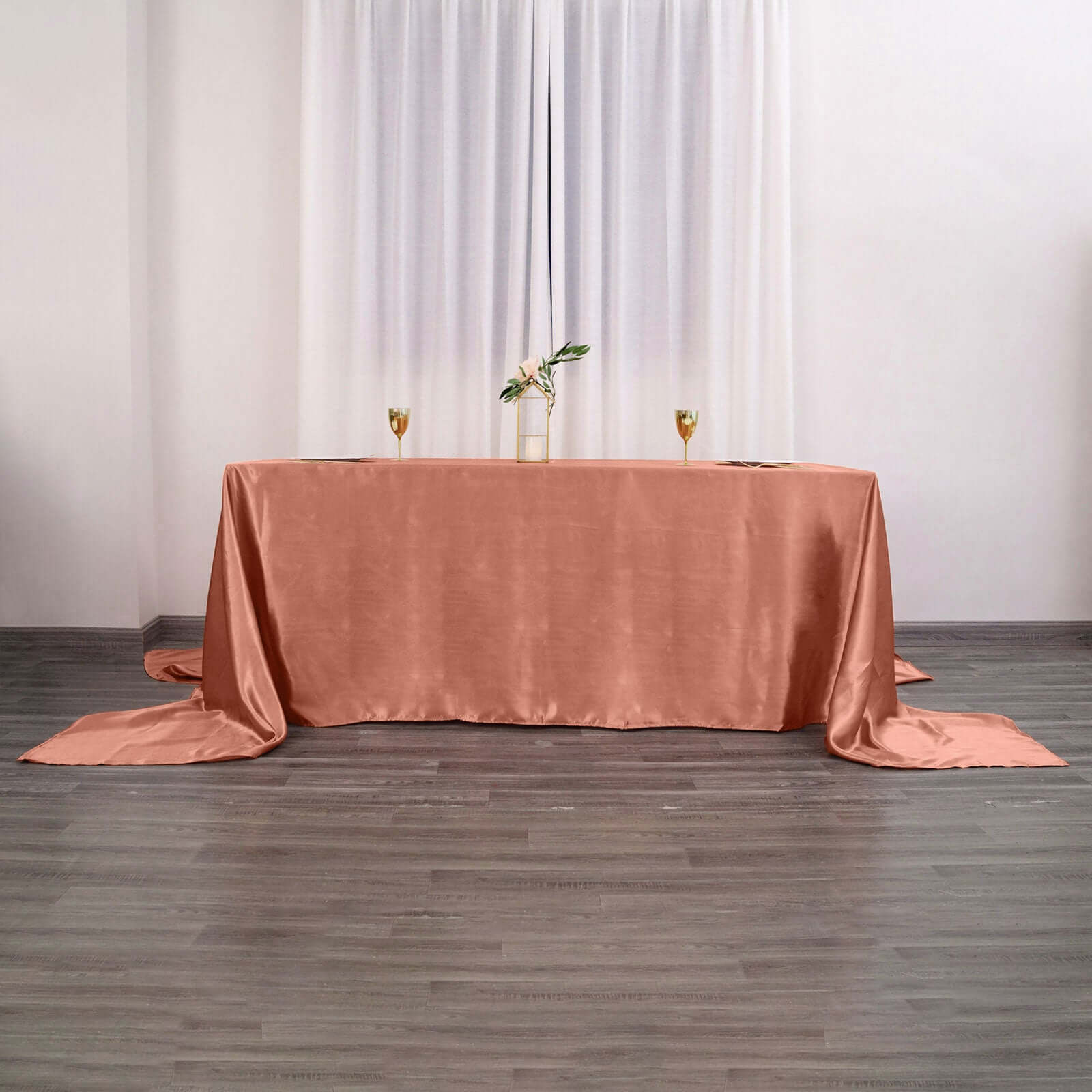 Satin Rectangular 90x156 Tablecloth Terracotta (Rust) - Seamless Table Cover