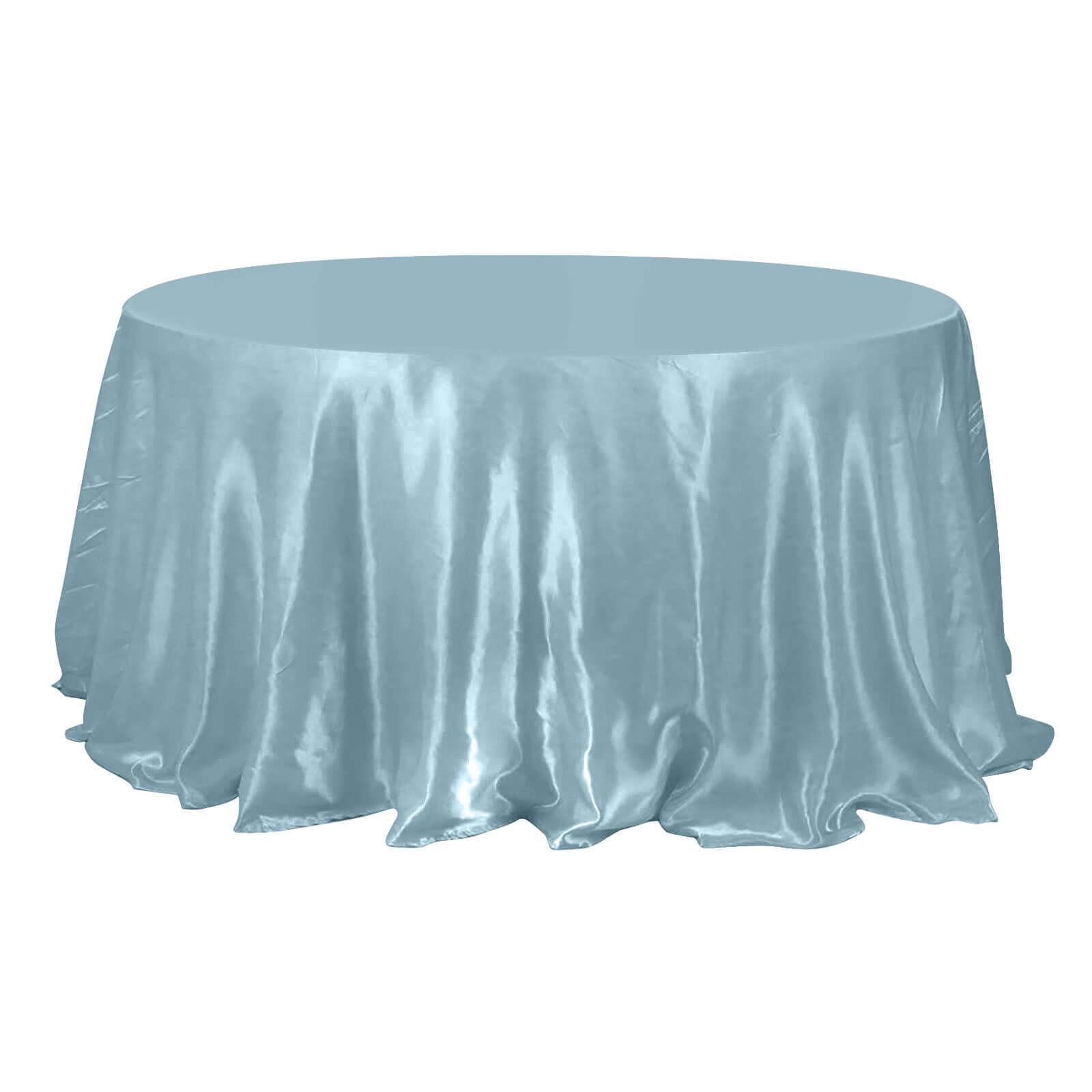 Satin 132 Round Tablecloth Dusty Blue - Stylish Seamless Table Cover