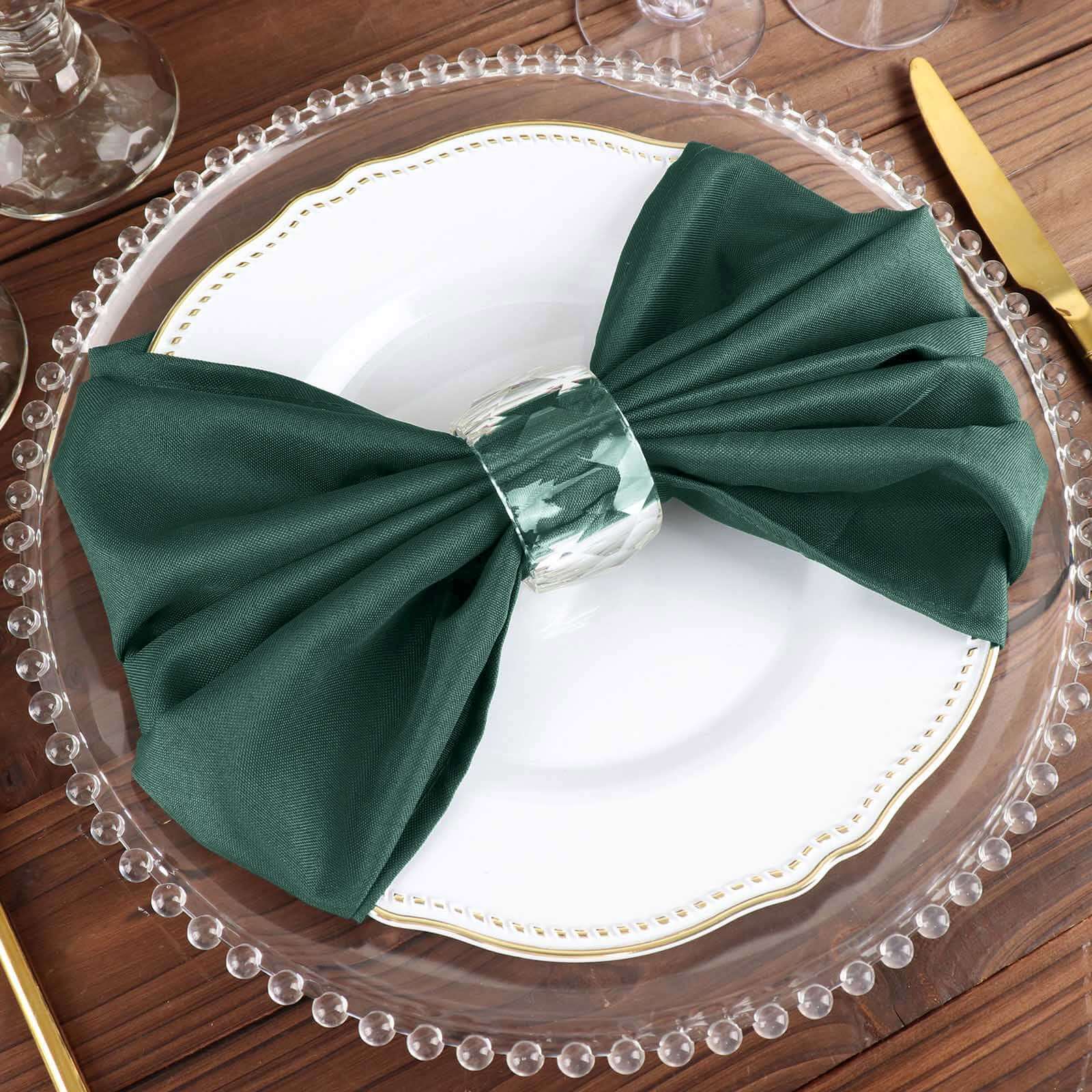 5 Pack Polyester 20x20 Napkins Hunter Emerald Green - Wrinkle Resistant & Easy Care Cloth Napkins