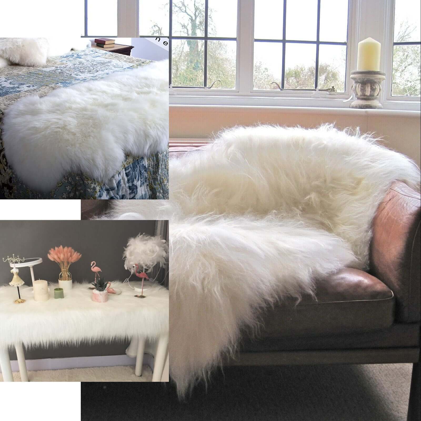 6ftx2ft White Fluffy Area Rug Shag Carpet, Ultra Soft Faux Sheepskin Rug Runner