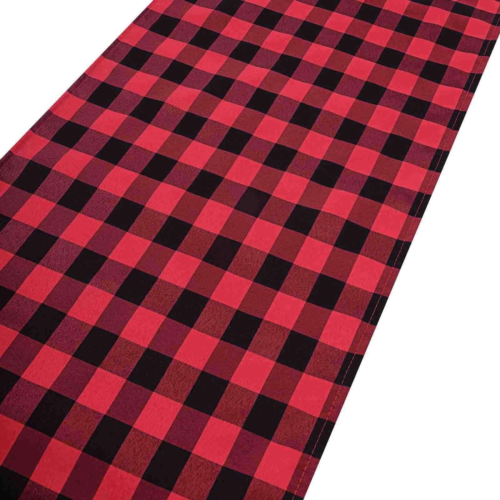 Polyester 14x108 Table Runner Black/Red Gingham Buffalo Plaid - Checkered Outdoor Table Runner