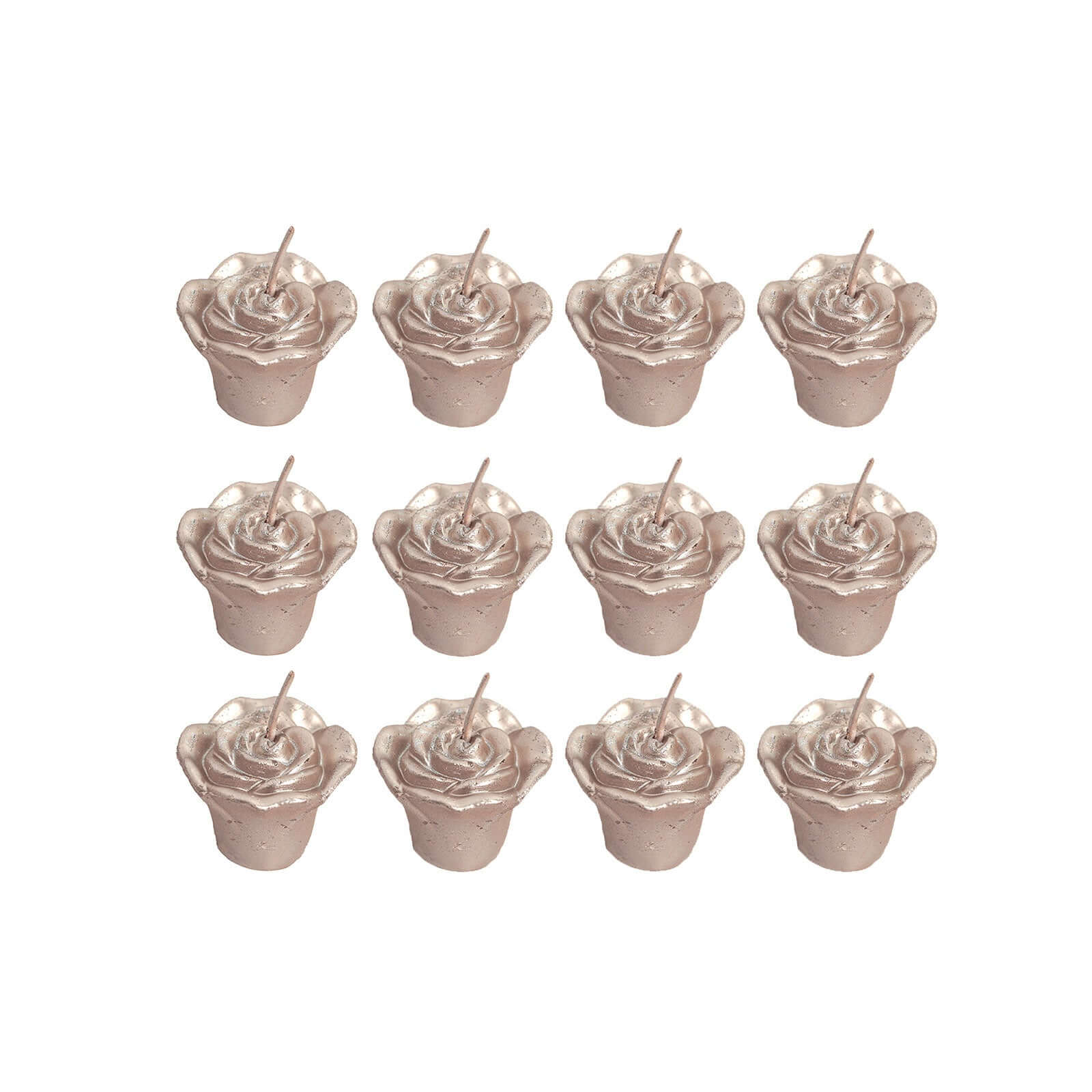 12-Pack Mini Floating Candles Rose Flower Design Rose Gold - Wedding Vase Fillers for Decor 1