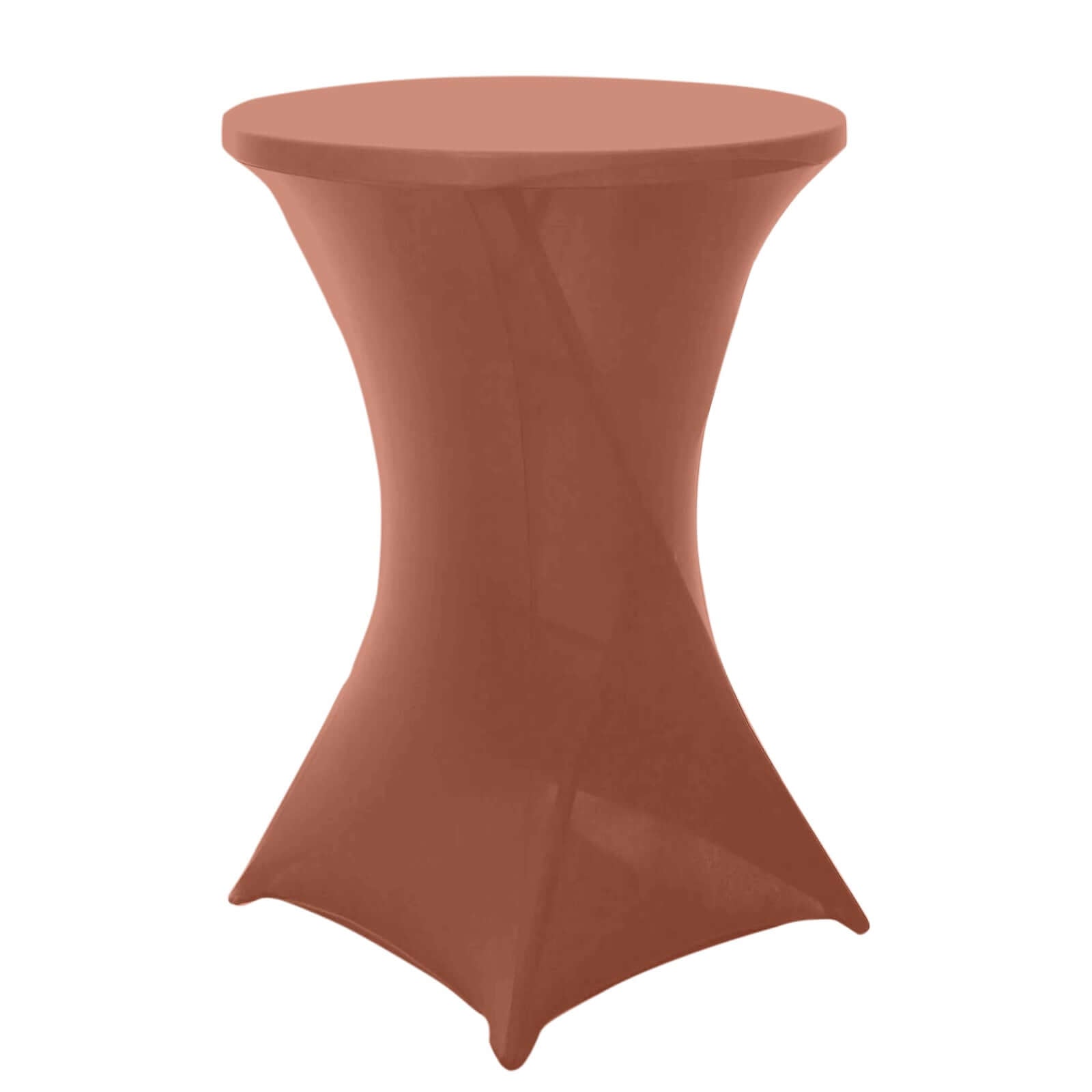 Spandex 24-32 Round Cocktail Table Cover Terracotta (Rust) - Easy to Maintain Stretch Fitted Highboy Tablecloth