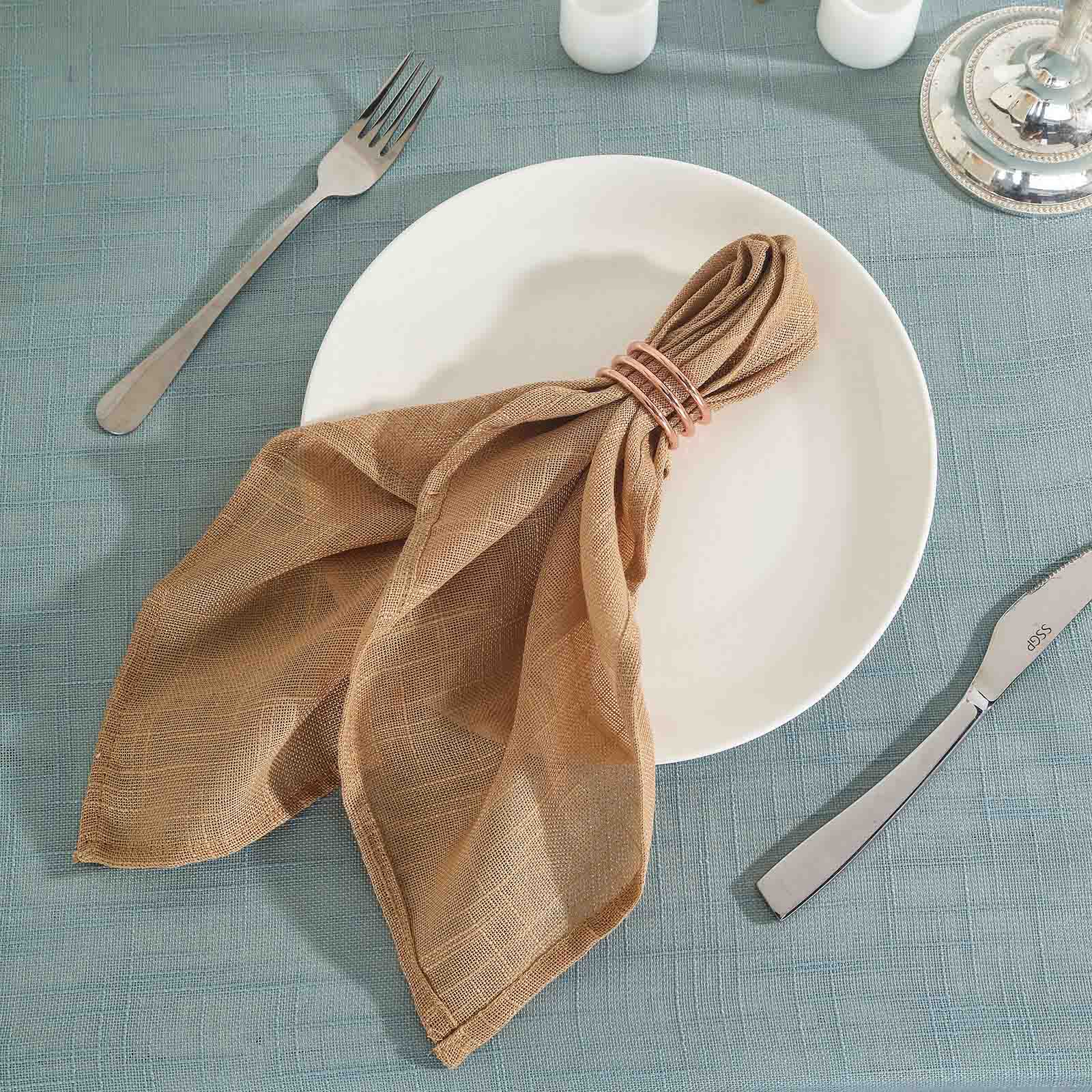 5 Pack Faux Linen 20x20 Napkins Natural - Slubby Textured & Wrinkle Resistant Cloth Napkins