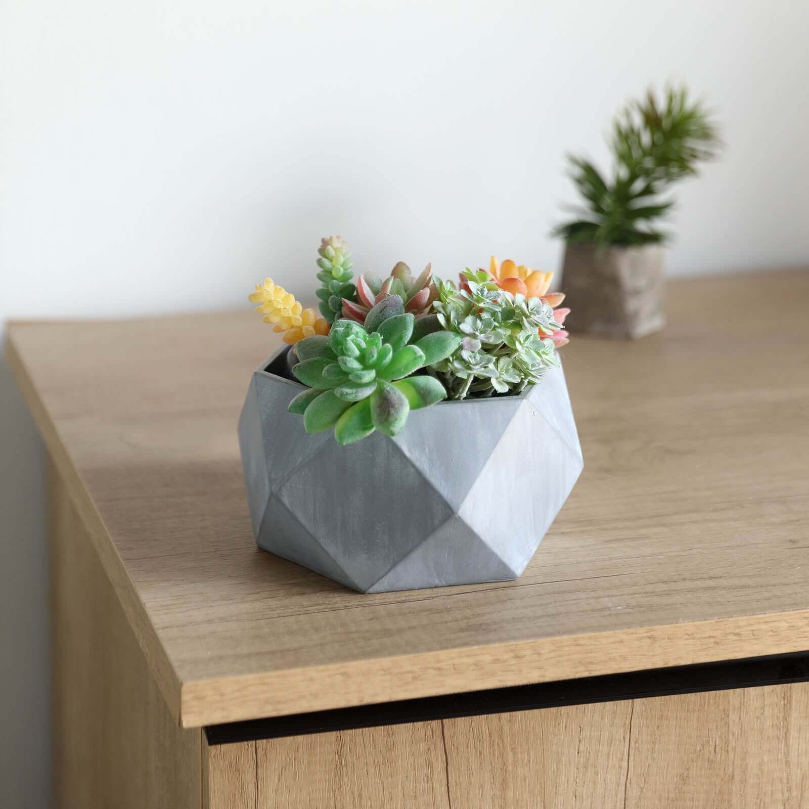 Geometric Planter Mini Cement Design Gray Finish - Concrete Succulent Flower Pot 7