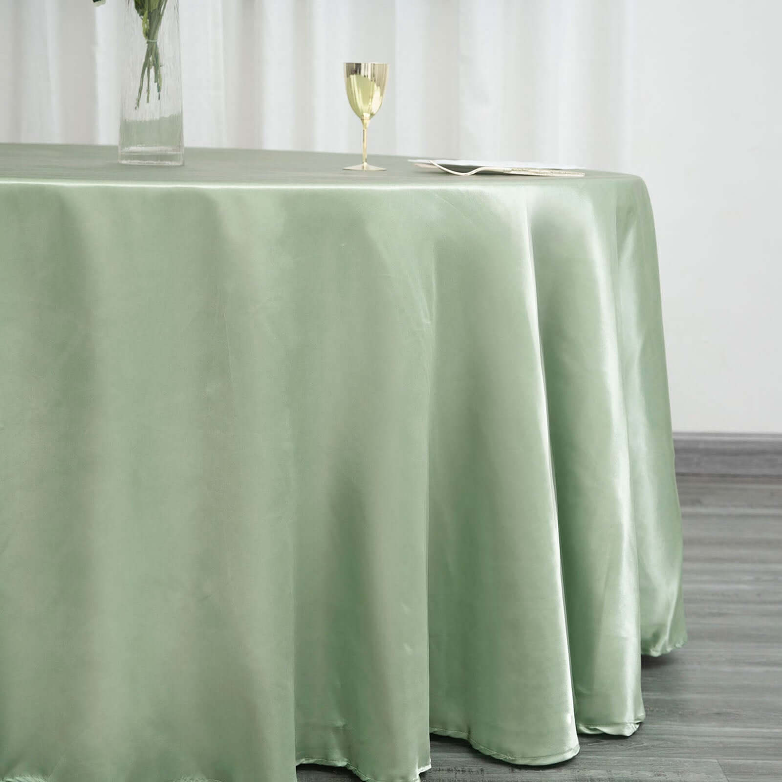 Satin 120 Round Tablecloth Sage Green - Stylish Seamless Table Cover