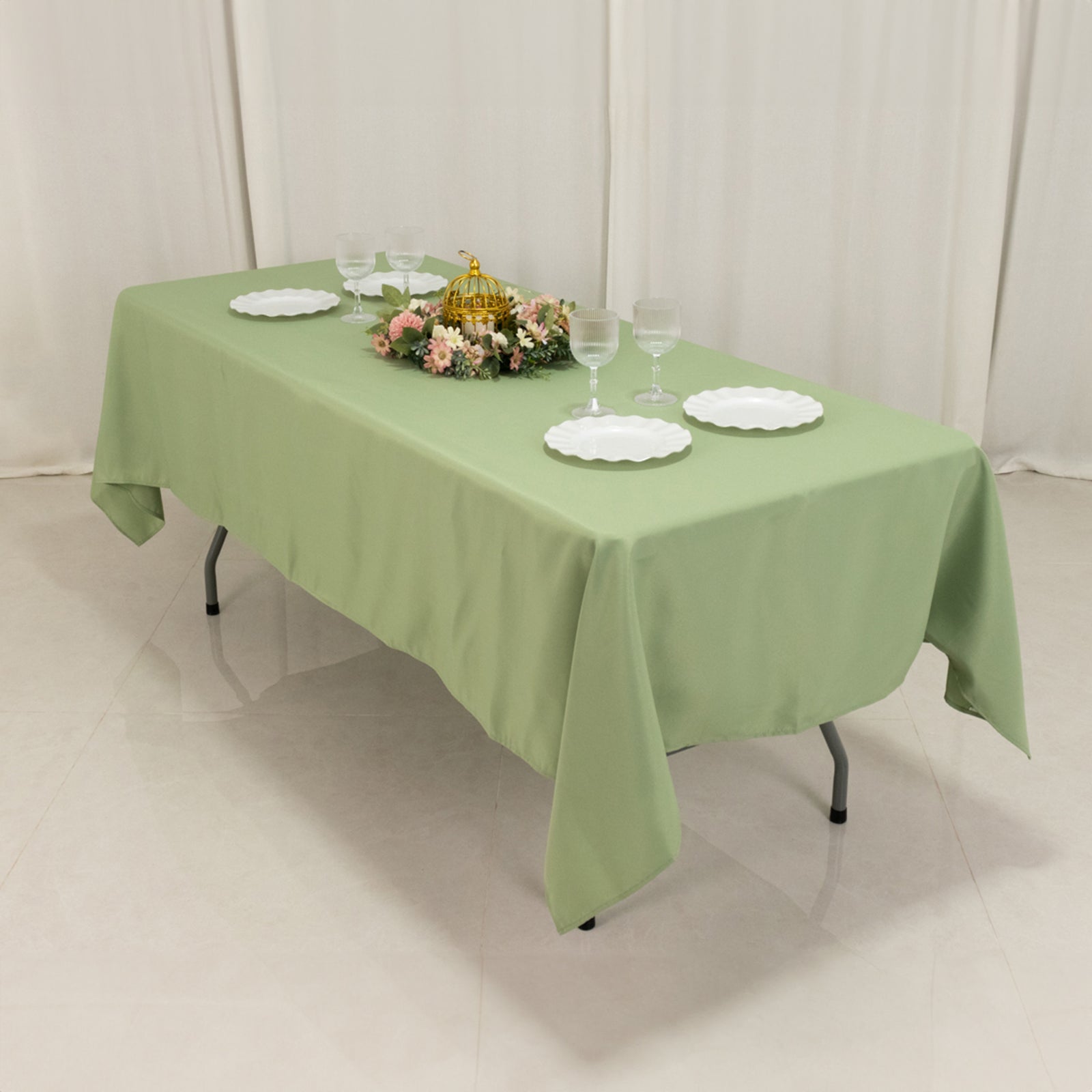 Premium Polyester 60x102 Rectangle Tablecloth Sage Green - Durable 220GSM Wrinkle-Resistant Table Cover