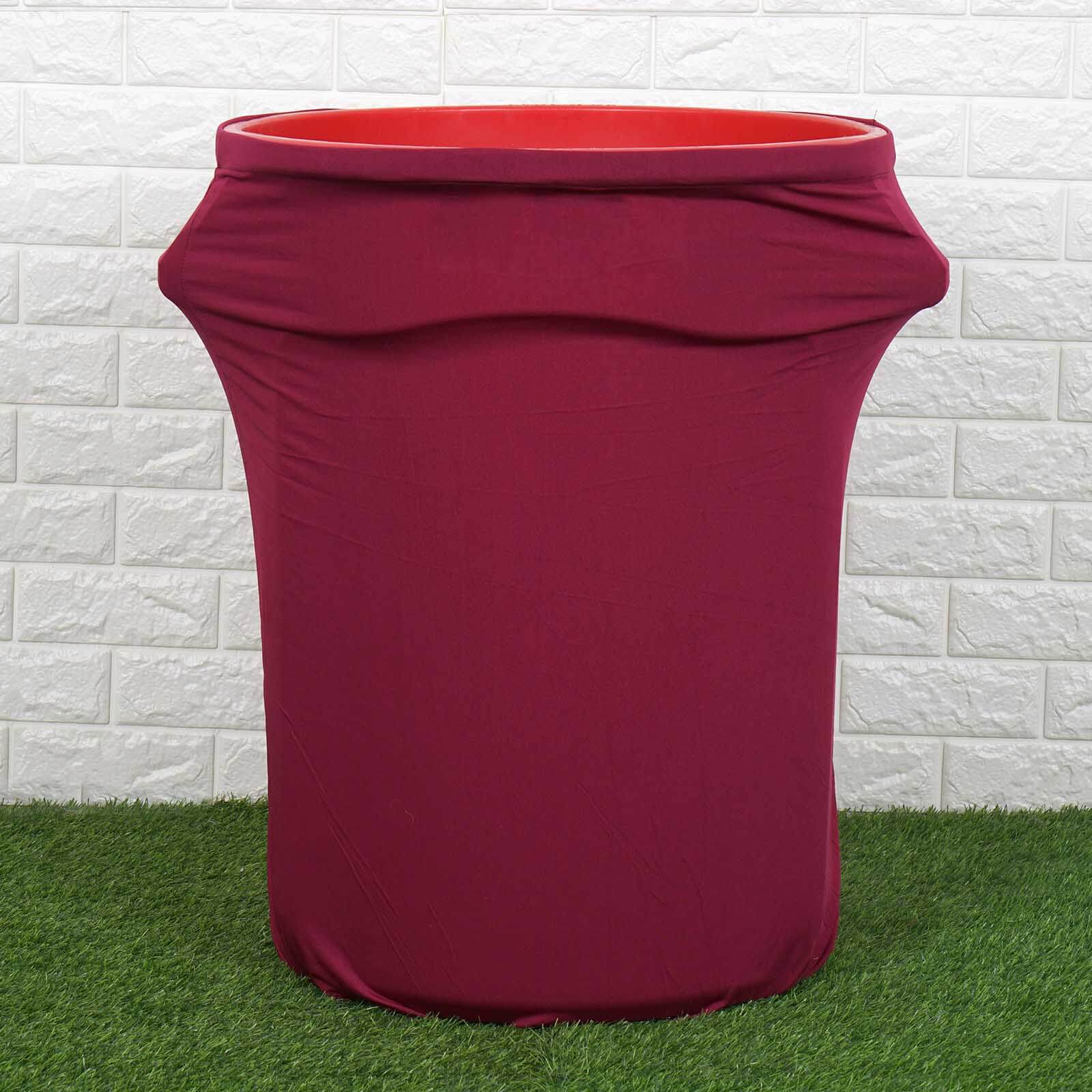 41-50 Gallons Burgundy Stretch Spandex Round Trash Bin Container Cover