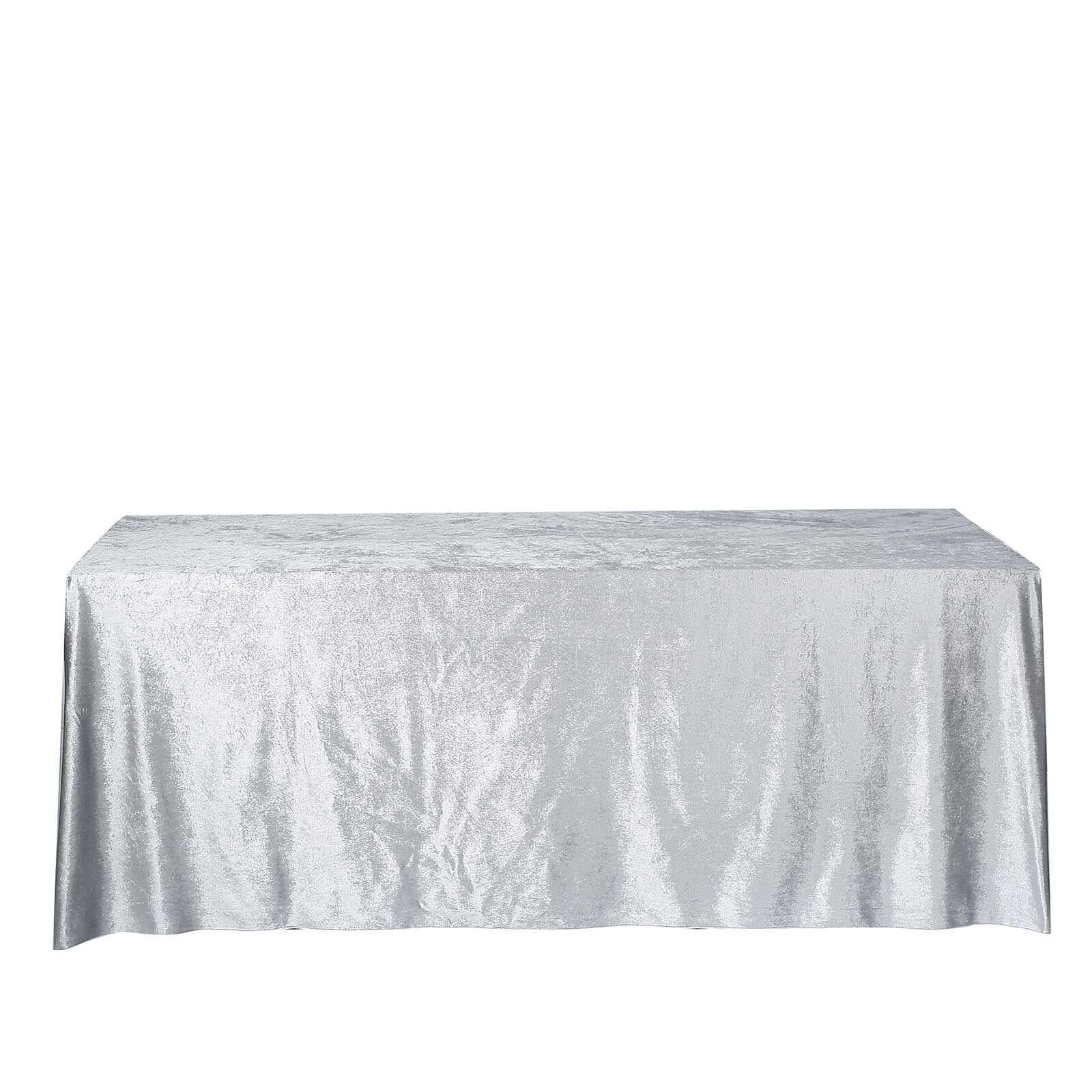 Premium Velvet 90x156 Rectangle Tablecloth Silver - Reusable Soft & Seamless Table Cover