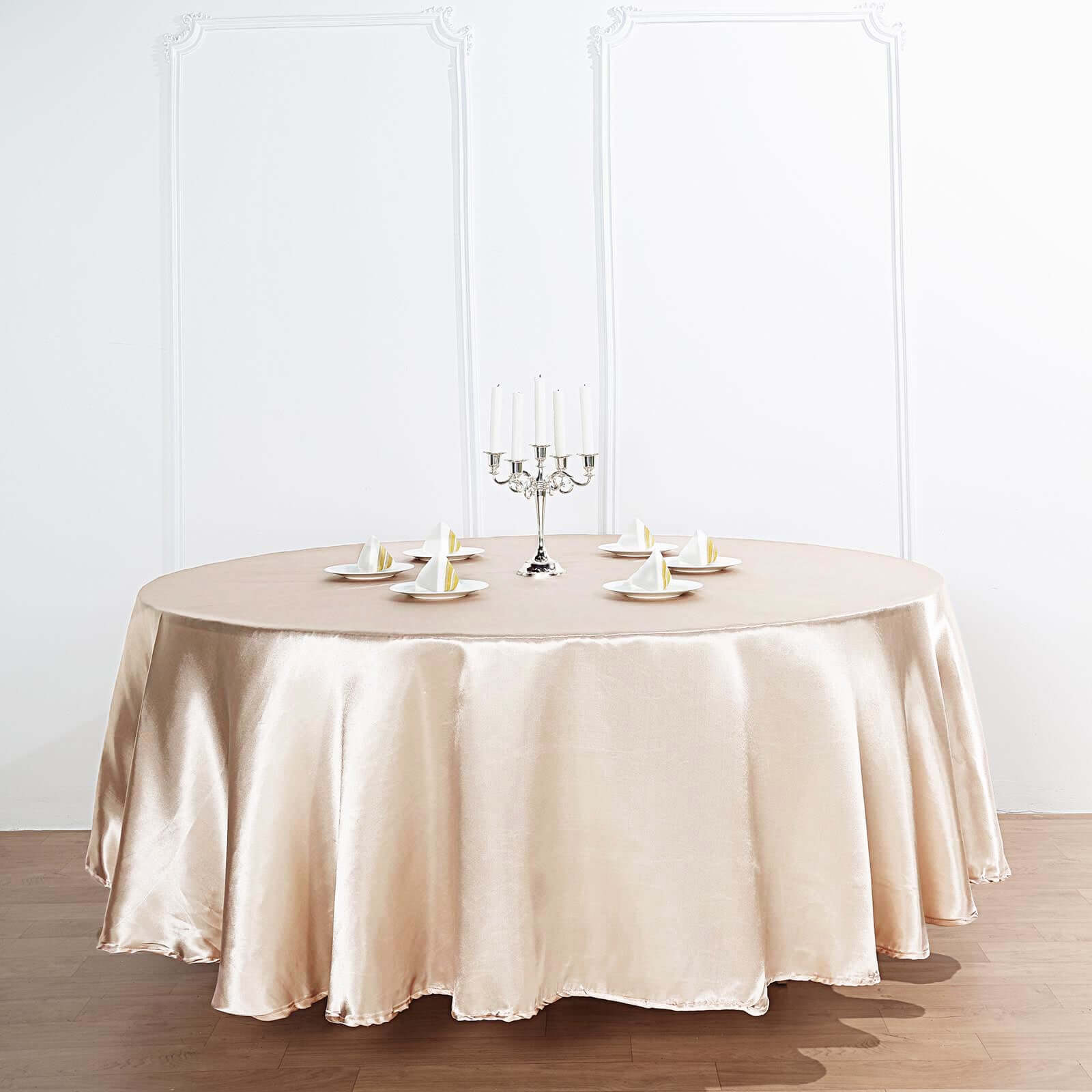 Satin 120 Round Tablecloth Beige - Stylish Seamless Table Cover