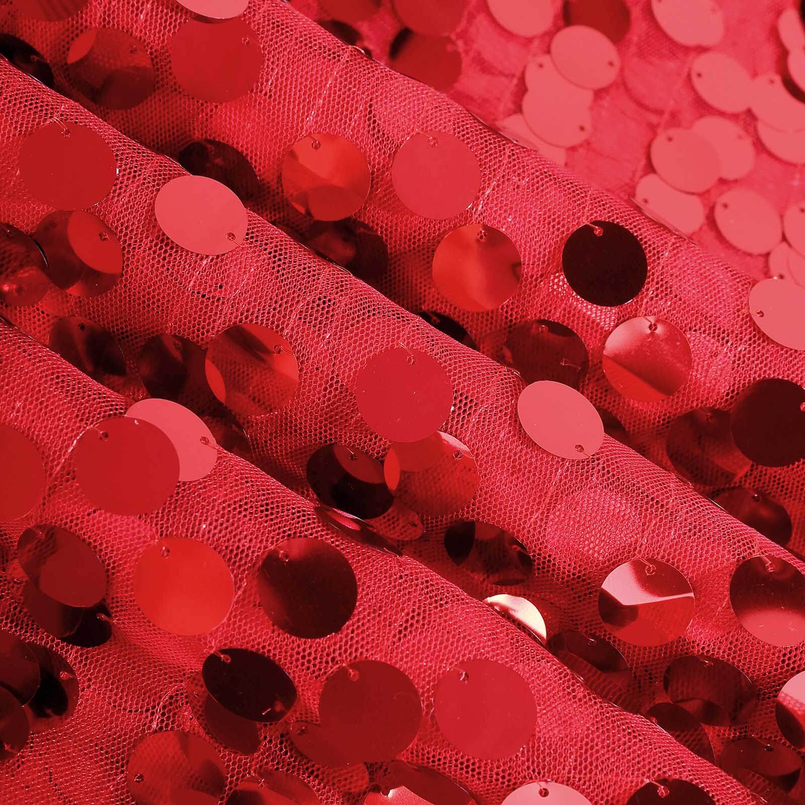 Sequin 120 Round Tablecloth Red - Seamless Big Payette Design Table Cover