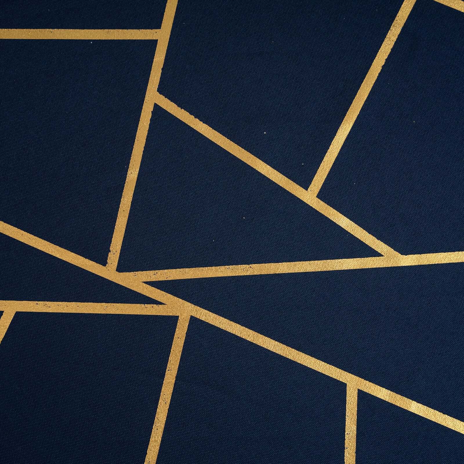 Polyester 54x54 Table Overlay Square Tablecloth Navy with Gold Foil Geometric Pattern - Wrinkle-Resistant & Durable Table Topper