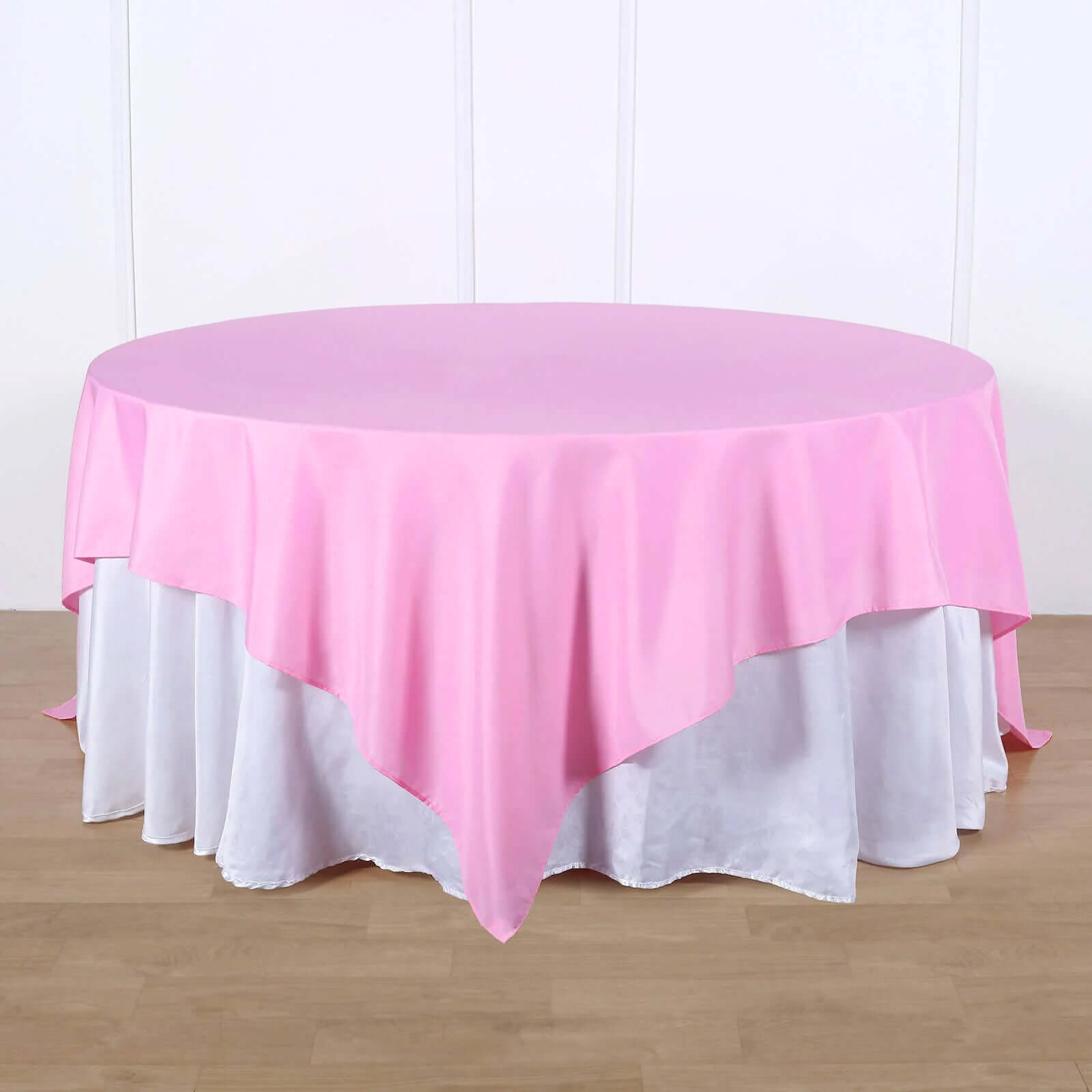 Polyester 90x90 Table Overlay Square Tablecloth Pink - Wrinkle-Resistant & Durable Table Cover