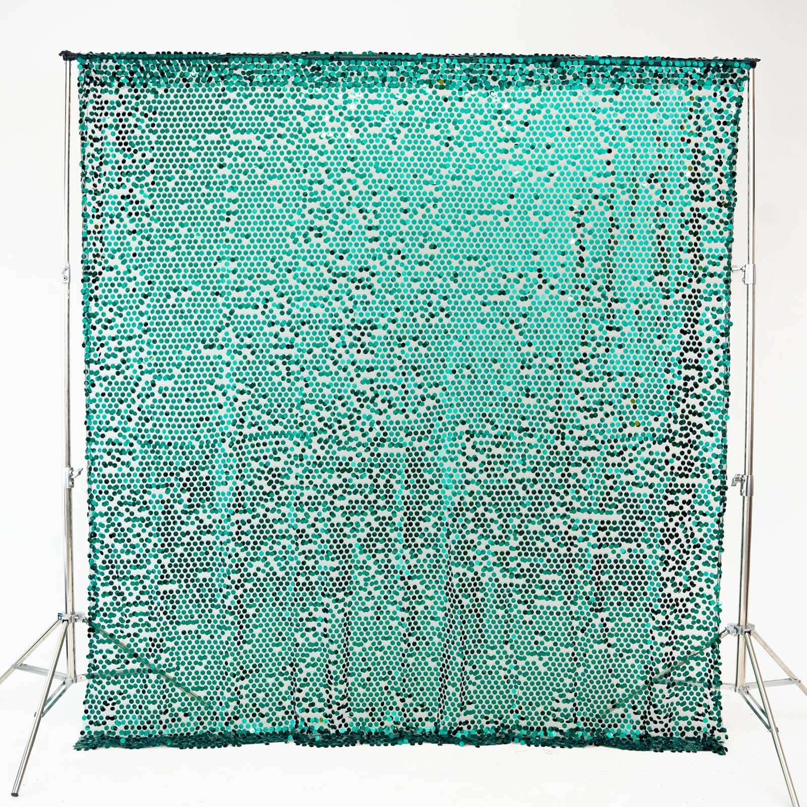 8ftx8ft Hunter Emerald Green Big Payette Sequin Event Curtain Drapes, Backdrop Event Panel