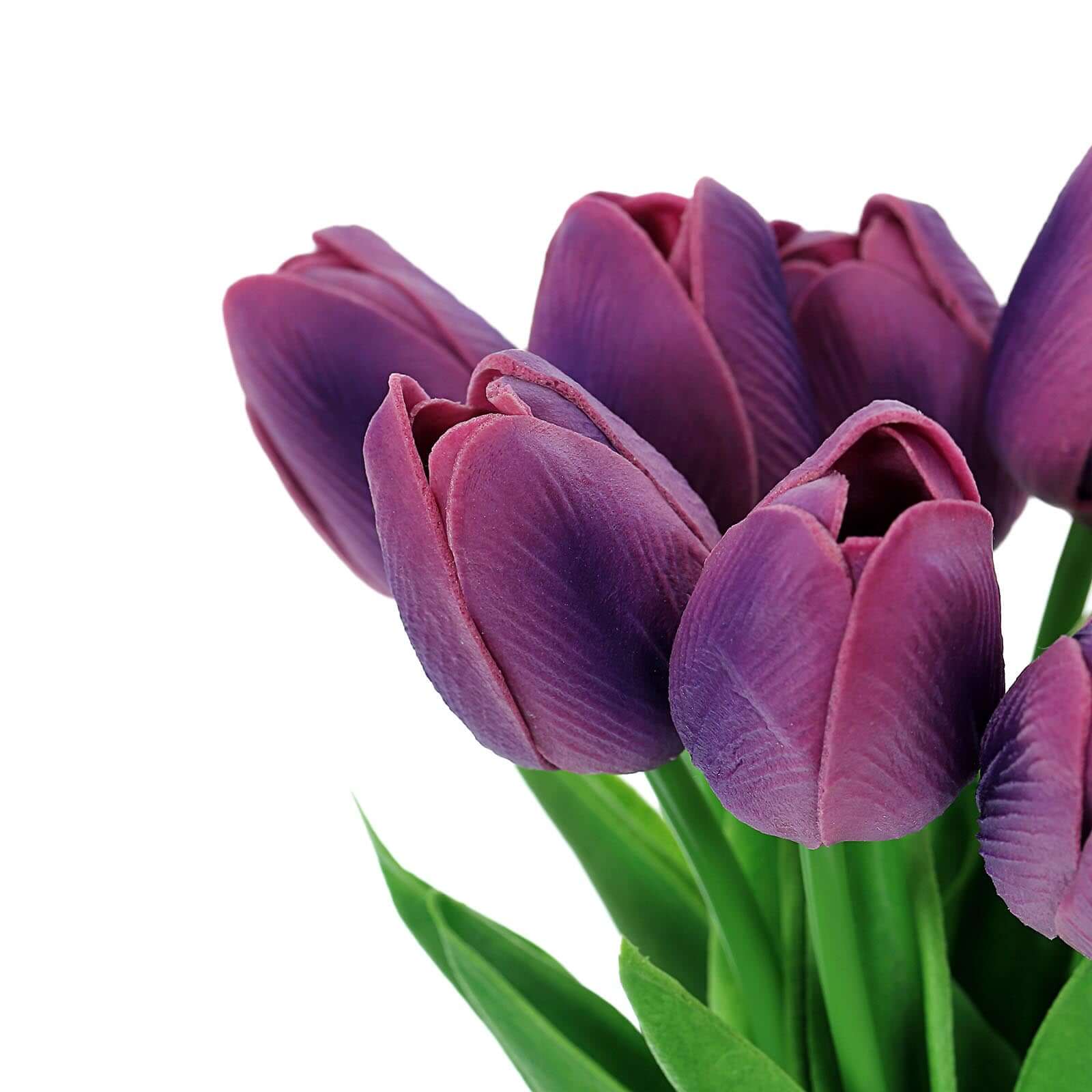 10 Stems 13 Eggplant Real Touch Artificial Foam Tulip Flowers