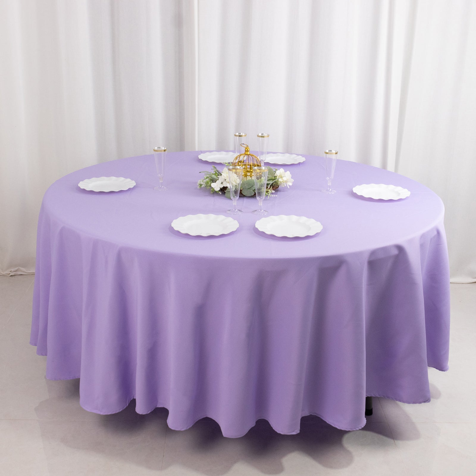 Premium Polyester 108 Round Tablecloth Lavander Lilac - Wrinkle-Resistant 220GSM Table Cover