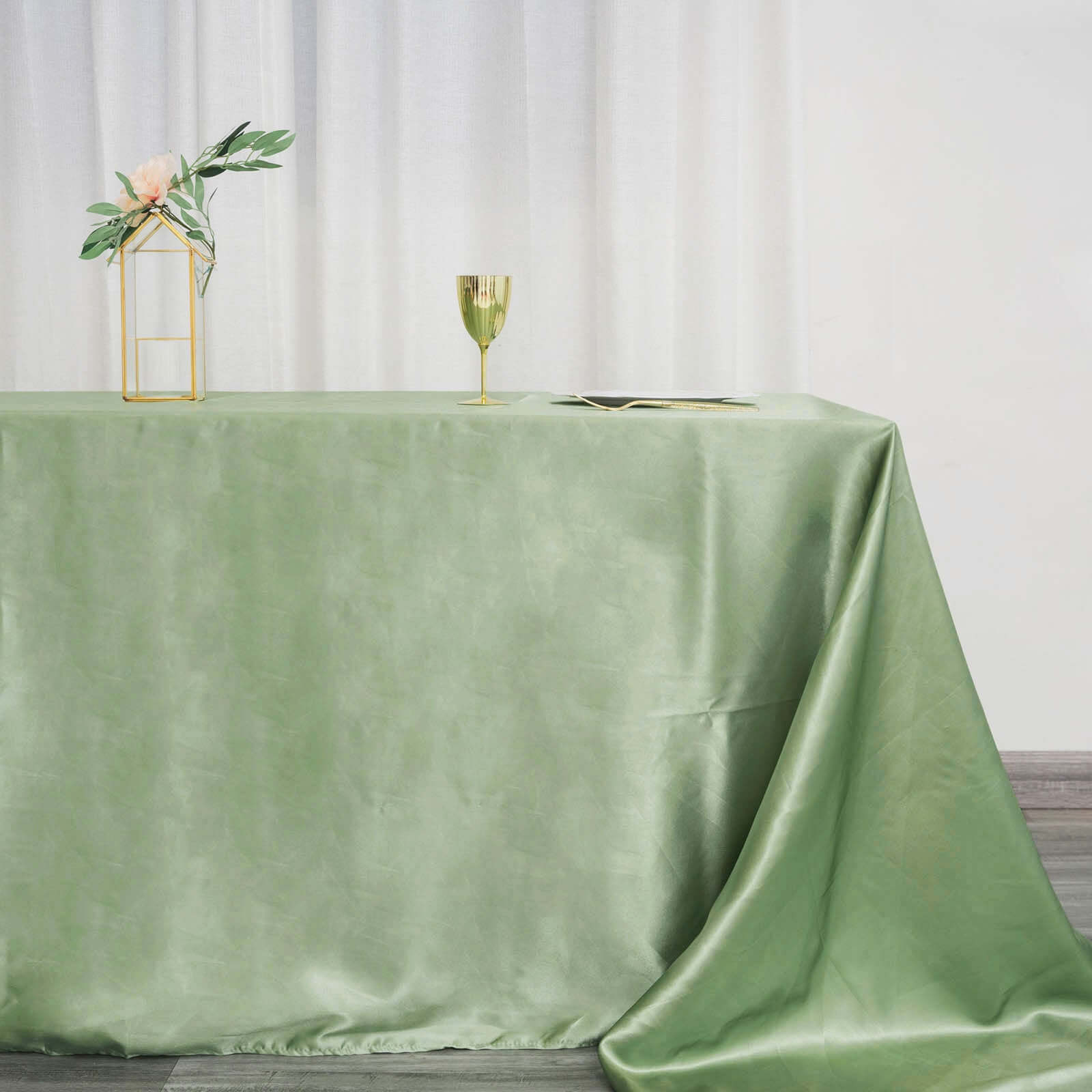 Satin Rectangular 90x156 Tablecloth Sage Green - Seamless Table Cover