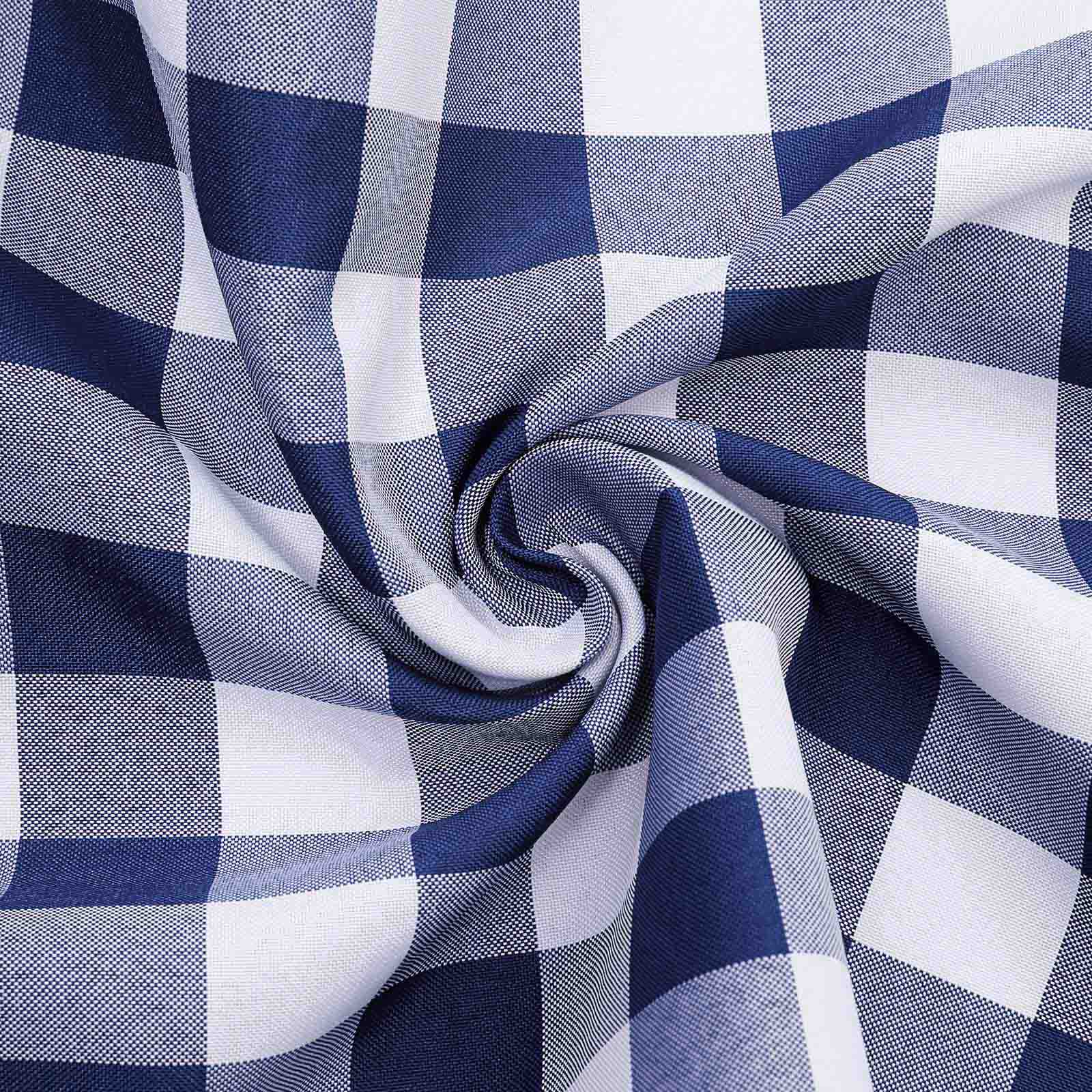 5 Pack Polyester 15x15 Napkins Navy Blue/White Buffalo Plaid Gingham Style Cloth Napkins