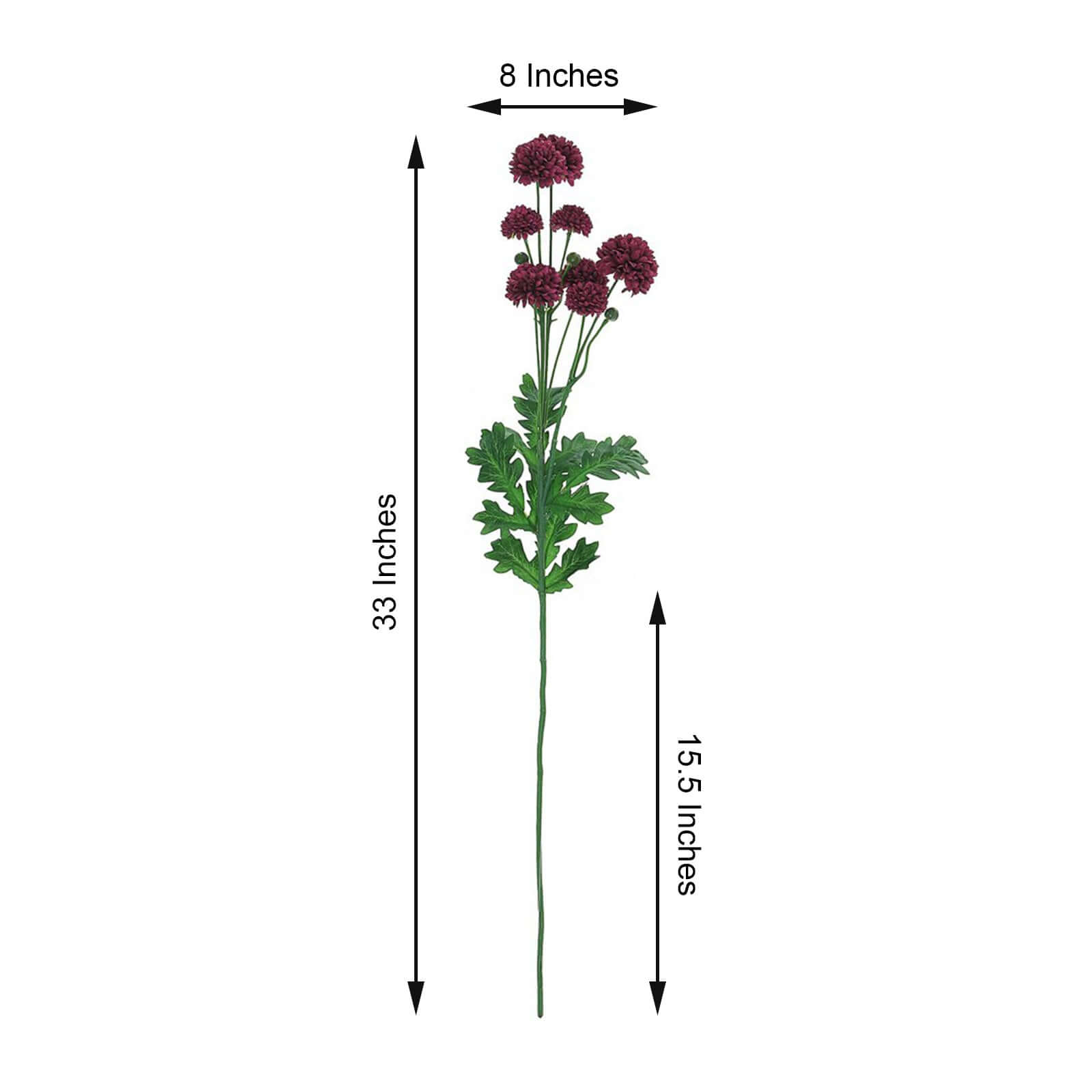 2 Bushes | 33 Burgundy Artificial Chrysanthemum Mum Flower Bouquets