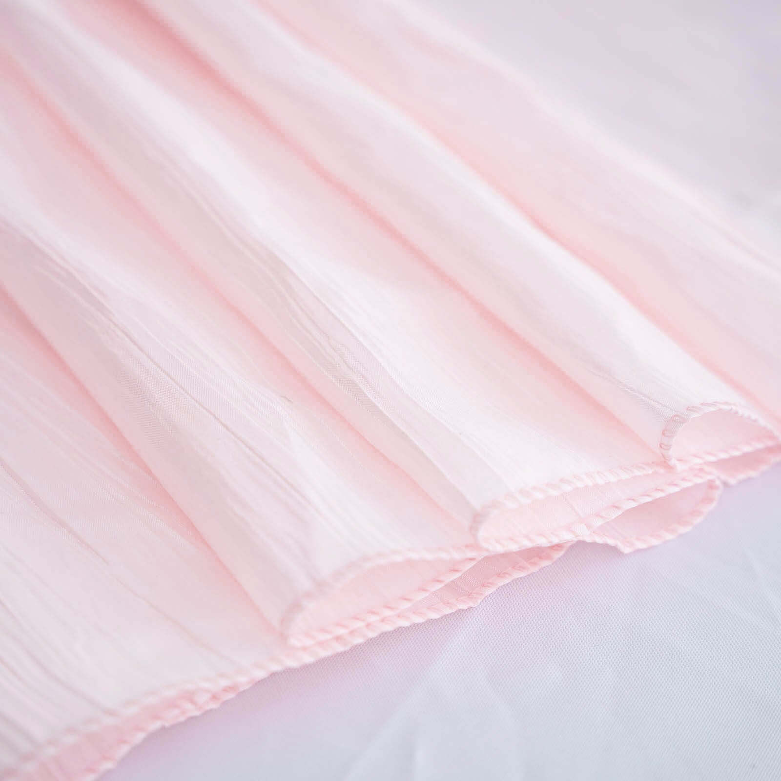 Taffeta 120 Round Tablecloth Blush - Seamless Accordion Crinkle Table Cover