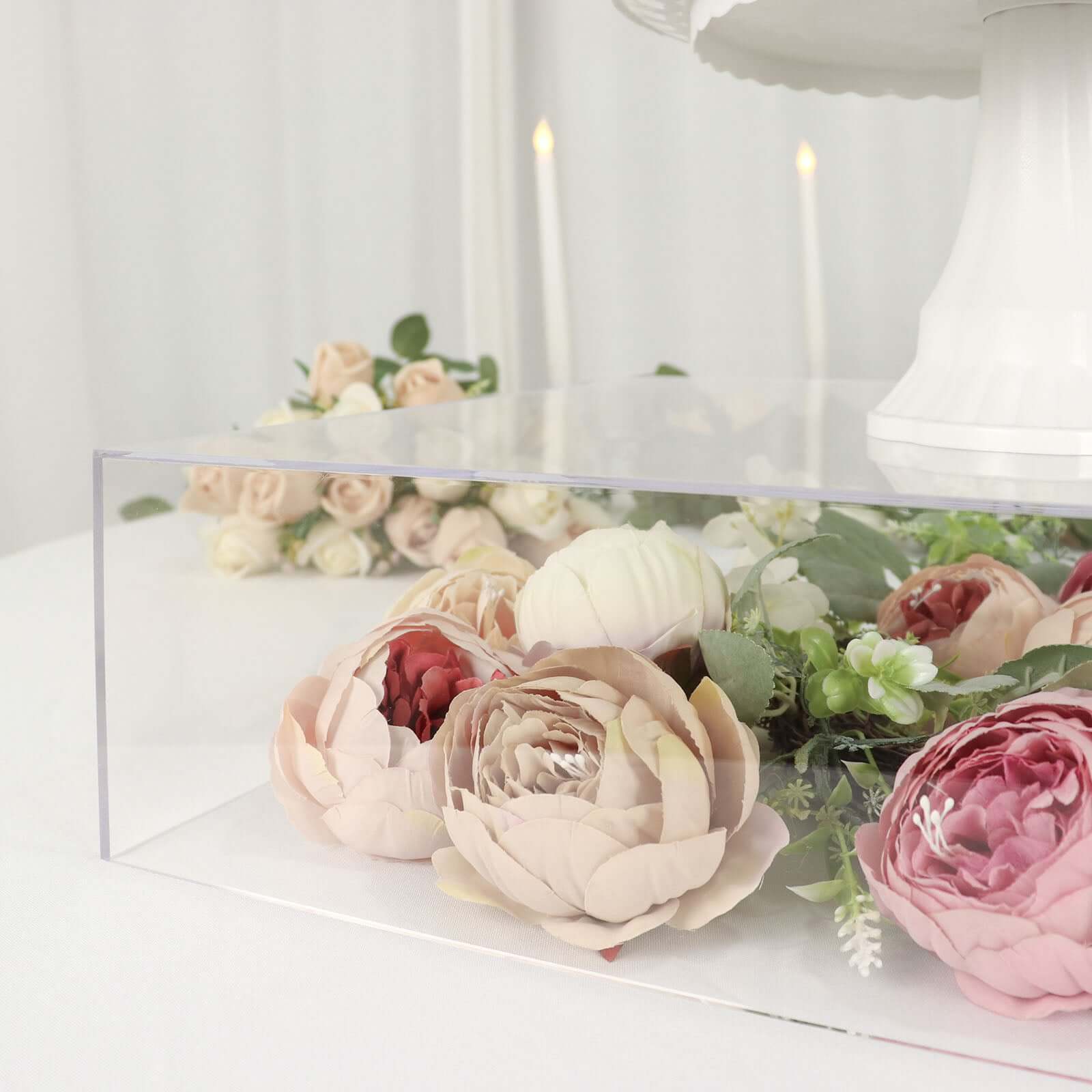 Acrylic Cake Box Stand Pedestal Riser Transparent Clear - Decorative Display for Weddings 18x18