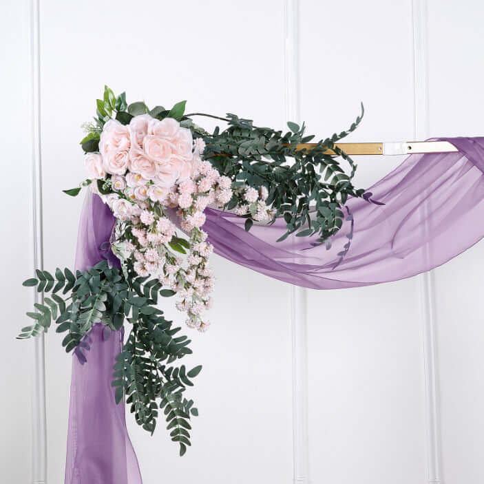 18ft Violet Amethyst Sheer Organza Wedding Arch Drapery Fabric, Window Scarf Valance