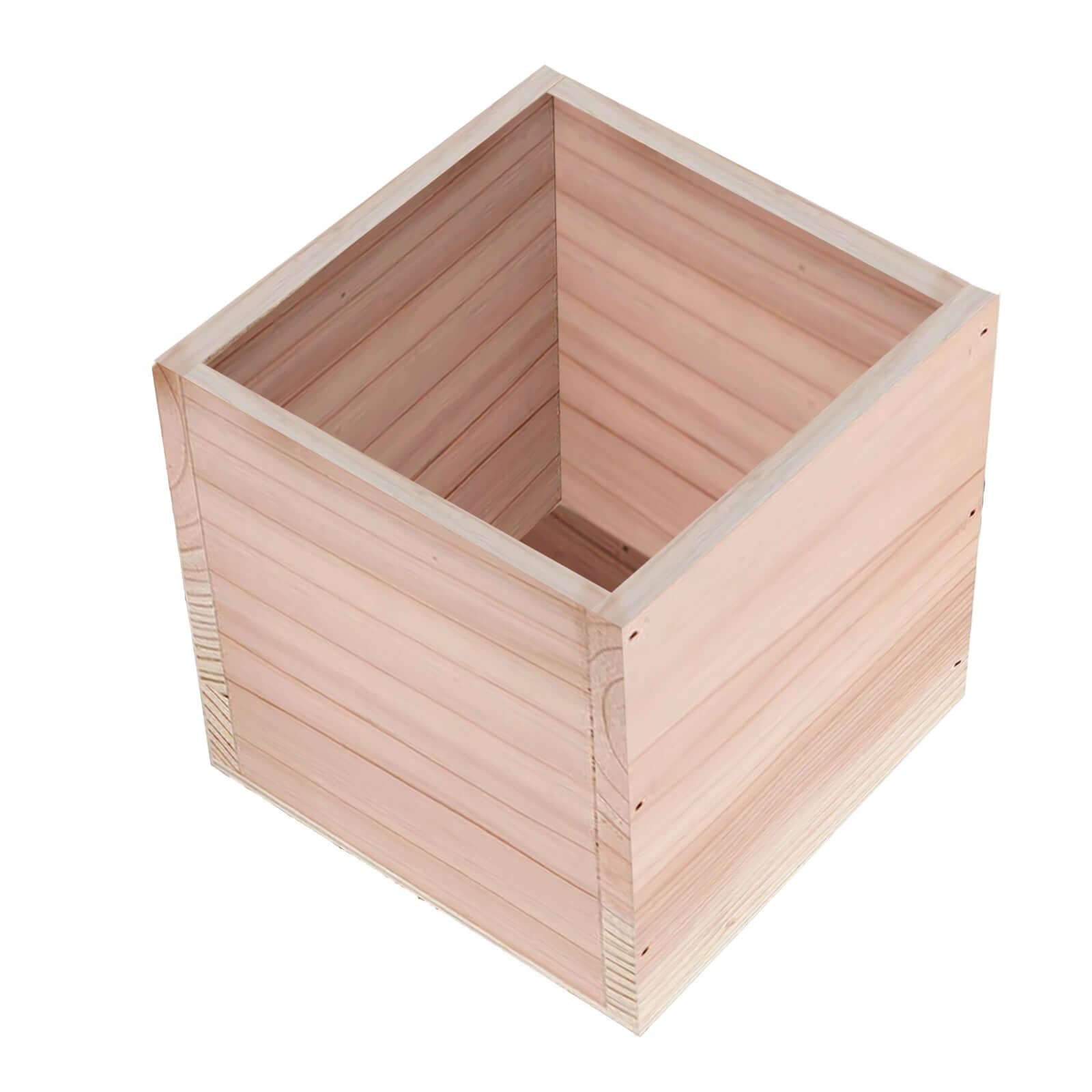 2 Pack 5 Square Tan Wood Planter Box Set, Plant Holder With Removable Plastic Liners