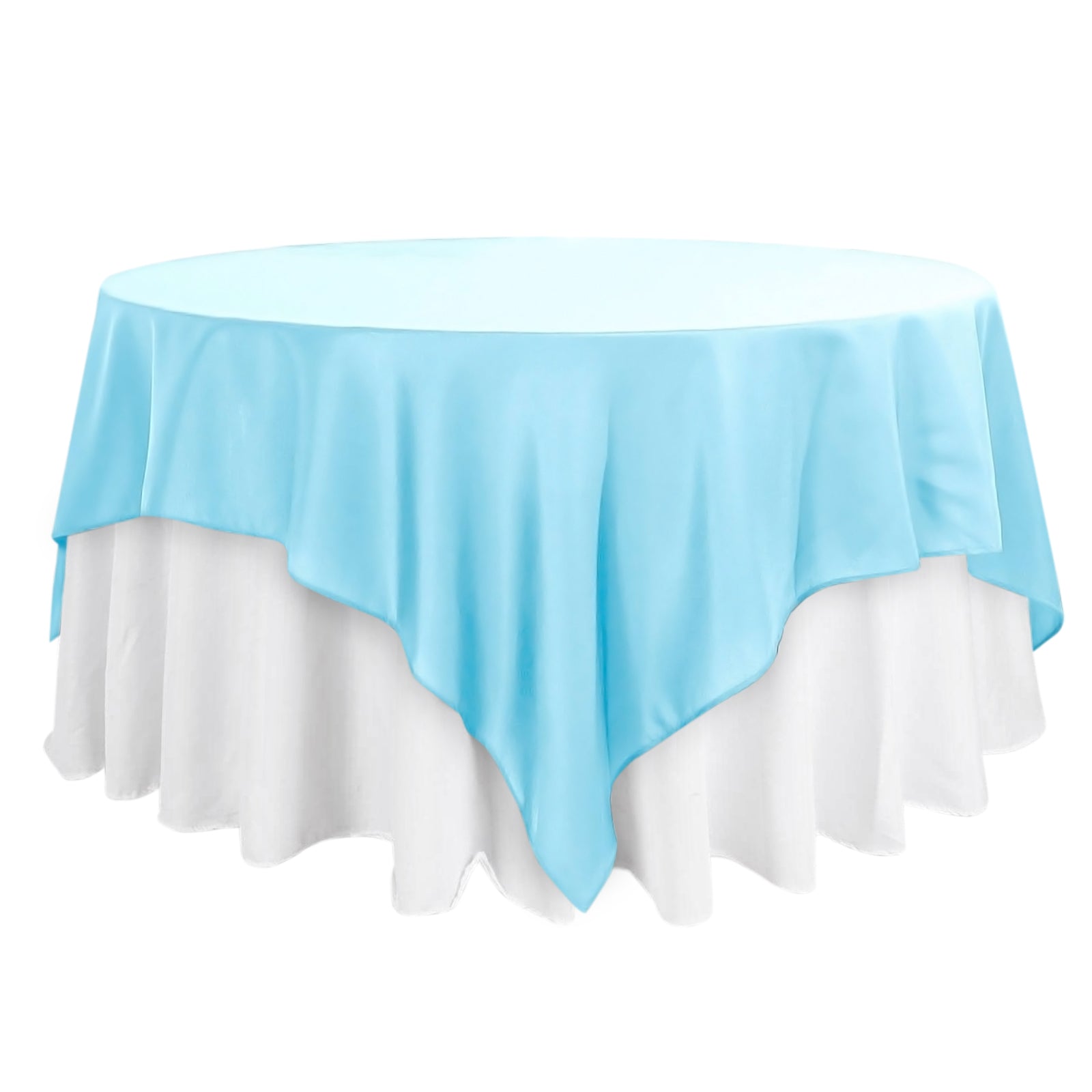 Polyester 90x90 Table Overlay Square Tablecloth Light Blue - Wrinkle-Resistant & Durable Table Cover