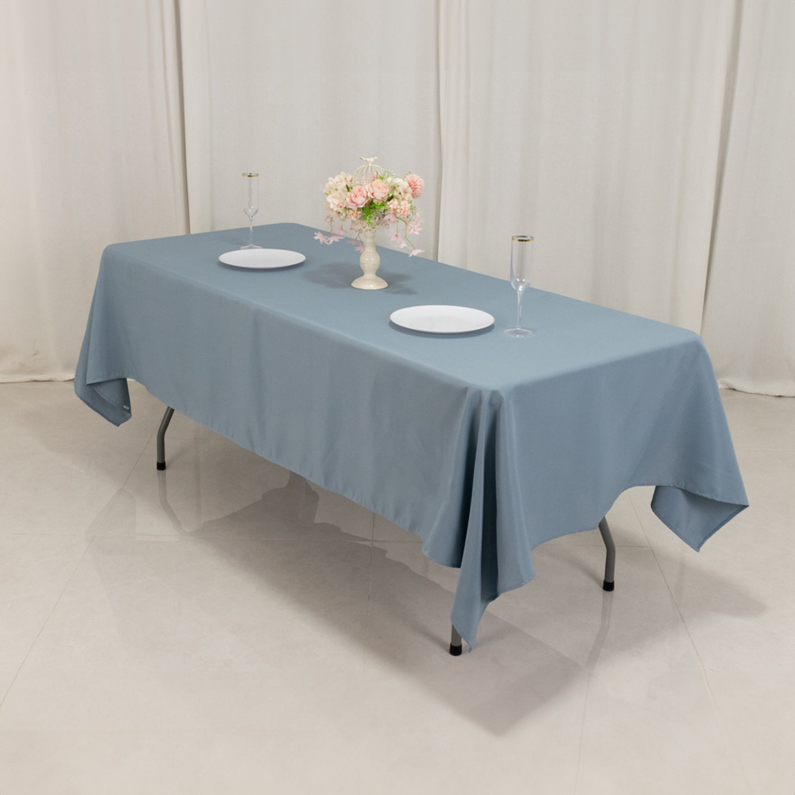 Premium Polyester 60x102 Rectangle Tablecloth Dusty Blue - Durable 220GSM Wrinkle-Resistant Table Cover