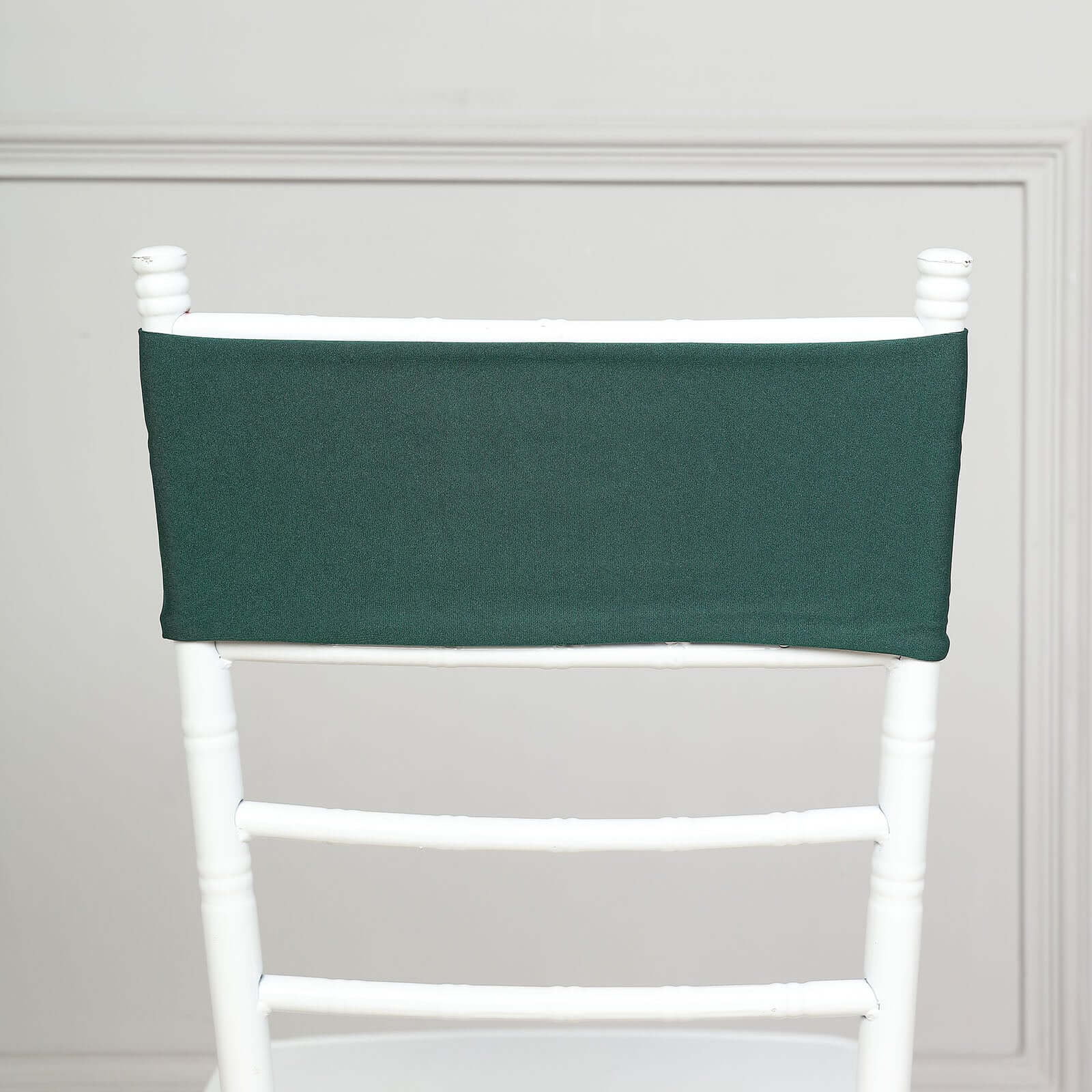 5 Pack Stretch Spandex Chair Sashes Hunter Emerald Green - Fitted Finish Two Ply Heavy Duty Chair Bands 5x12