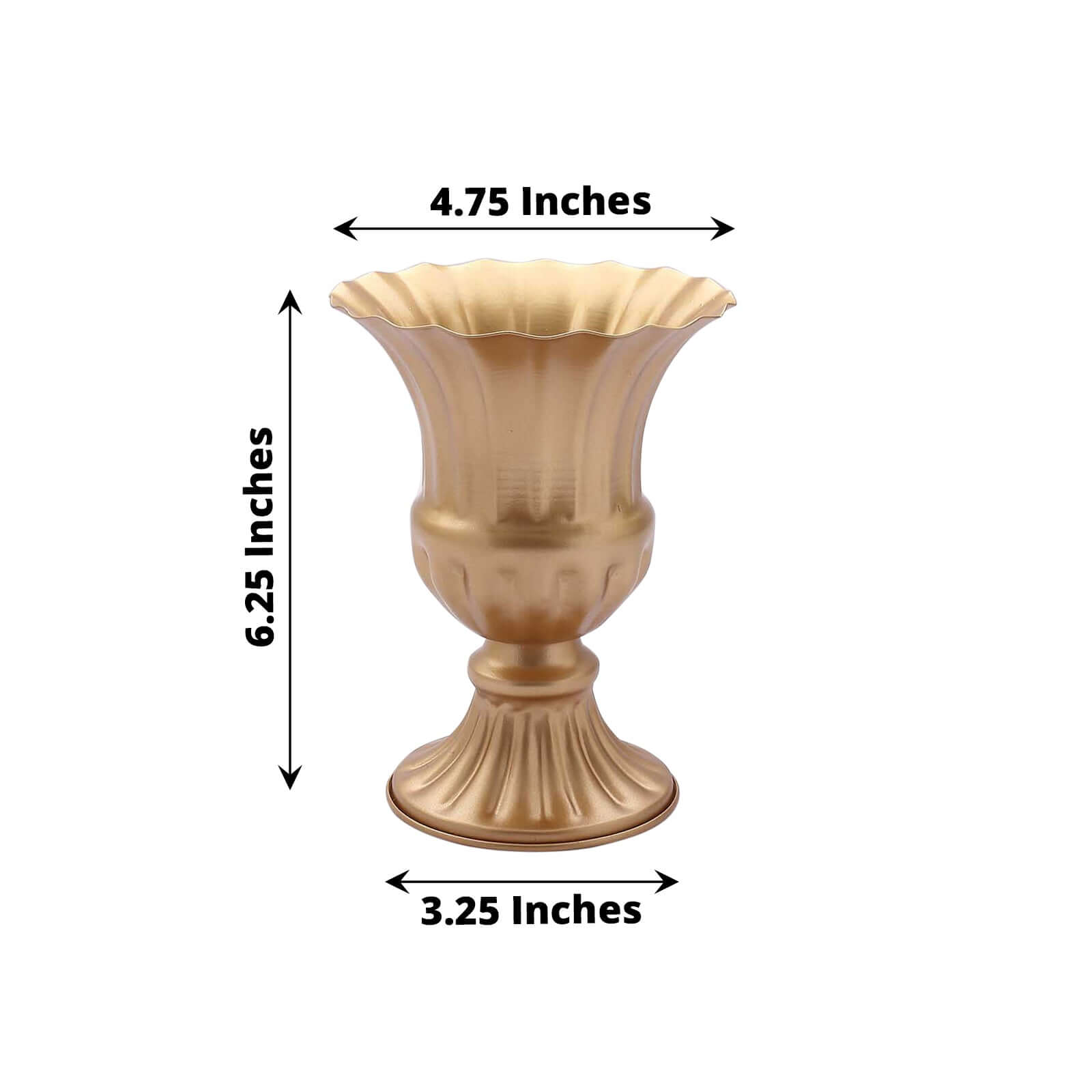 2-Pack Metal Pedestal Flower Vases Trumpet Style Gold - Vintage Mini Compote Vase for Event Table Decor 6