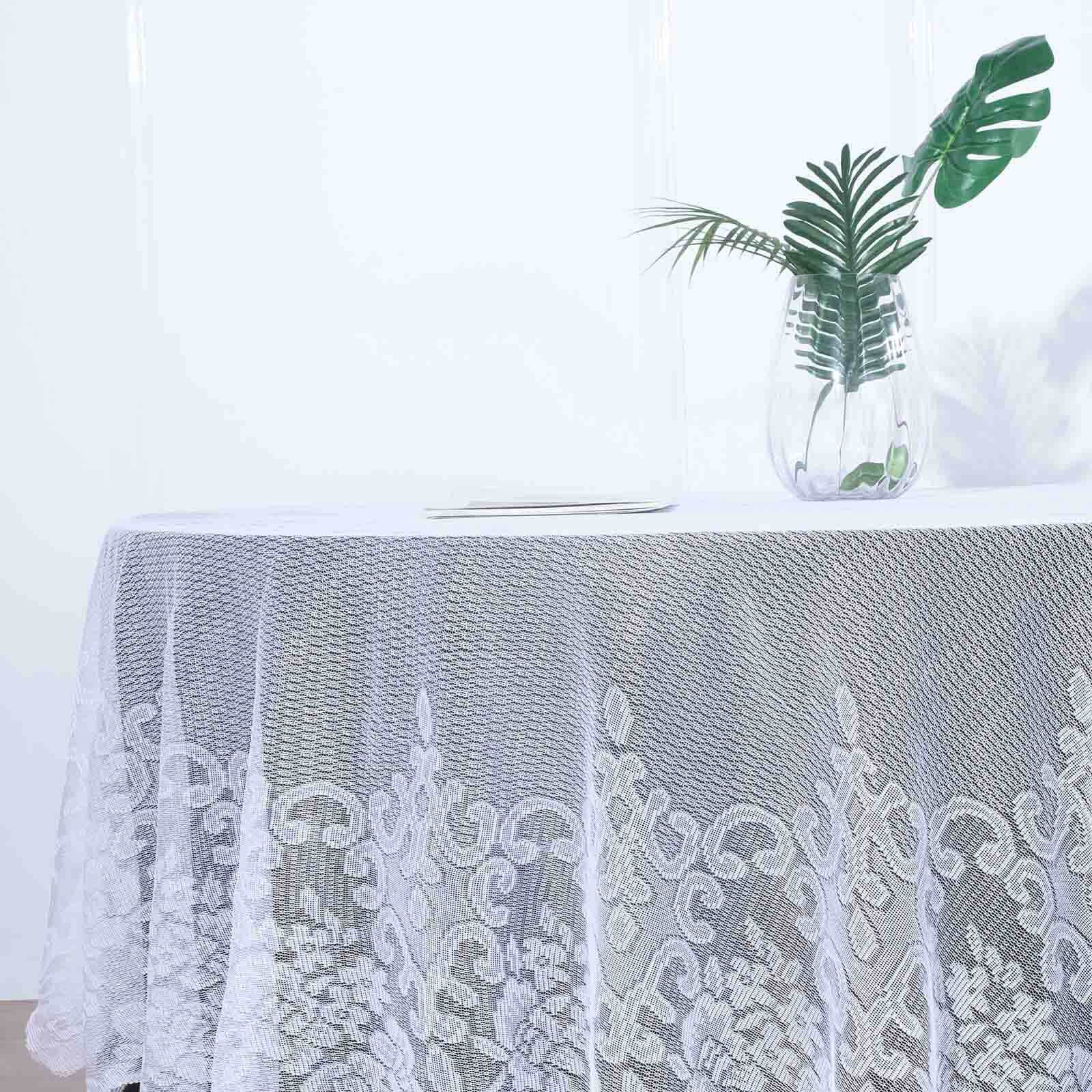 Lace 108 Round Tablecloth White - Premium Design for Formal Table Settings