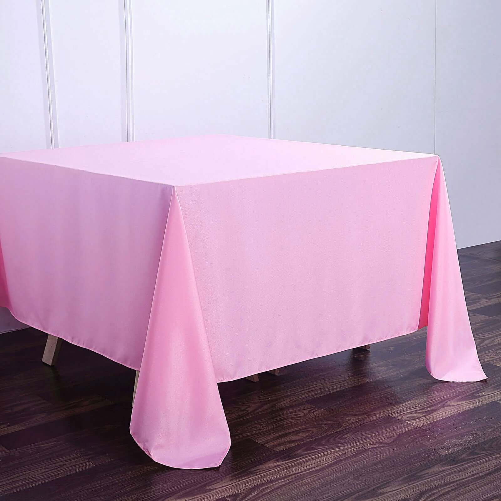 Polyester 90x90 Table Overlay Square Tablecloth Pink - Wrinkle-Resistant & Durable Table Cover