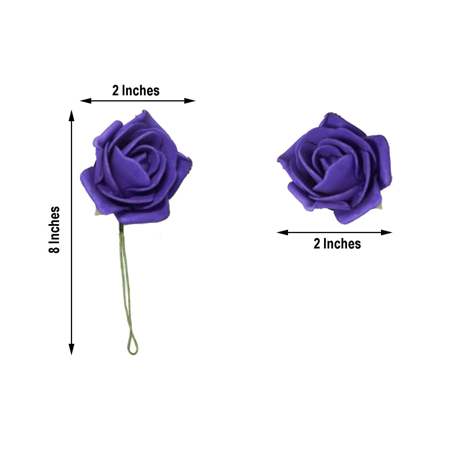 24 Roses 2 Purple Artificial Foam Flowers With Stem Wire and Leaves