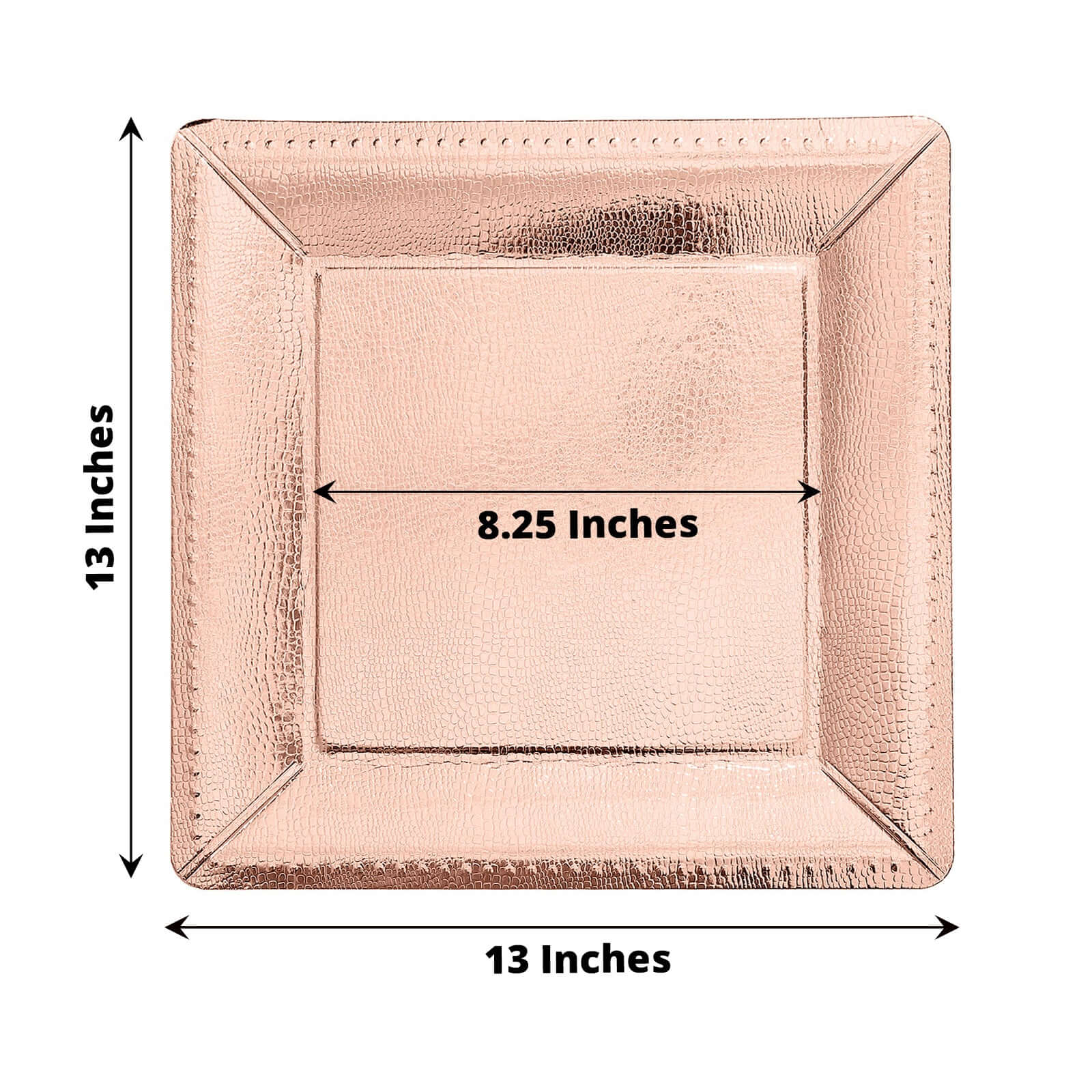 10-Pack Disposable Square Charger Plates in Rose Gold with Leather Like Texture - 1100GSM Durable Paper Chargers for Sophisticated Events 13