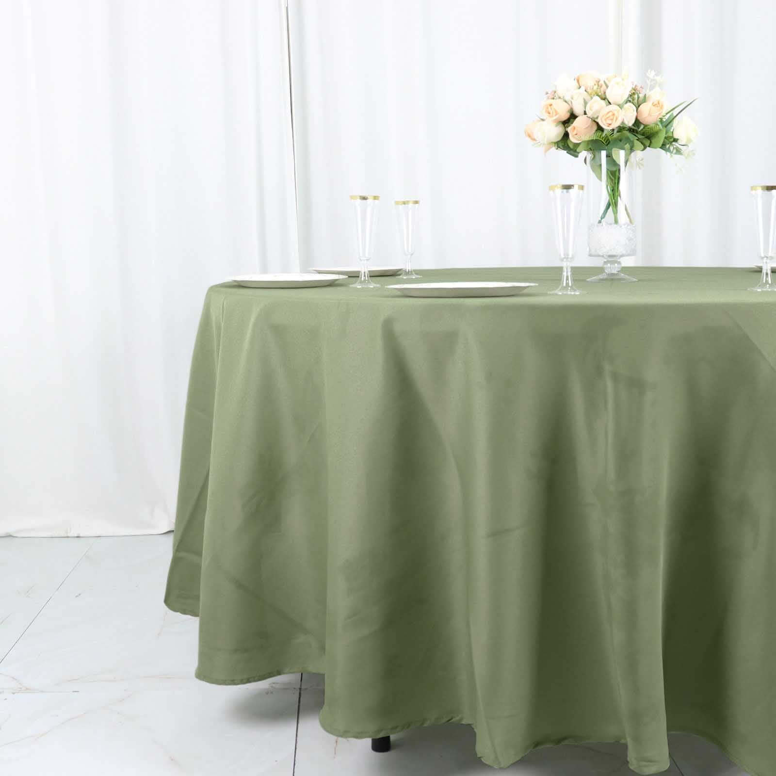 Polyester 108 Round Tablecloth Dusty Sage Green - Wrinkle-Resistant Table Cover