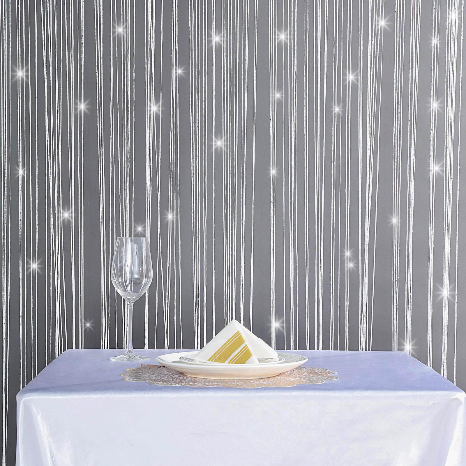 3ftx8ft White Silver Silk Tassel String Curtains, Decorative Room Divider Panels