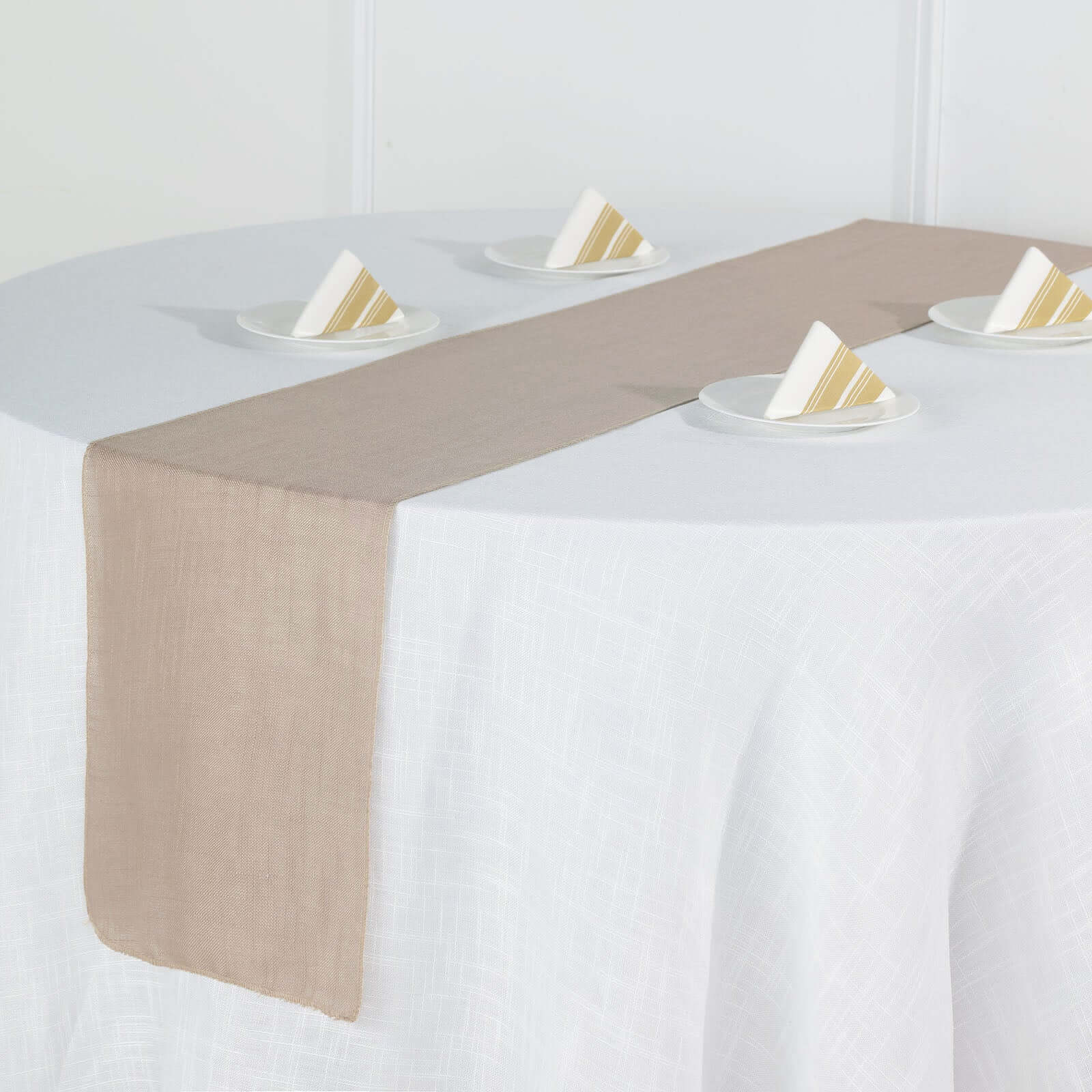 Faux Linen 12x108 Table Runner Taupe - Slubby Textured & Wrinkle Resistant Table Decor