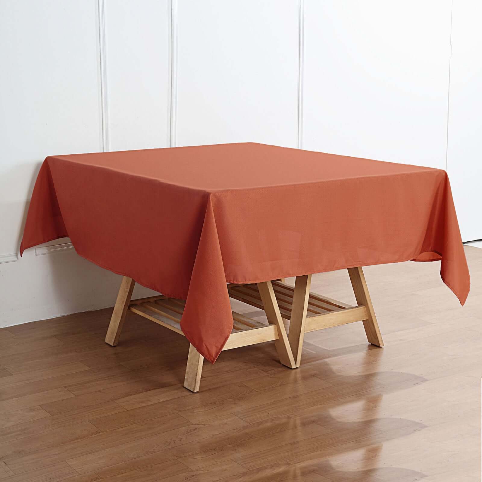 Polyester Square 70x70 Tablecloth Terracotta (Rust) - Wrinkle-Resistant & Durable Table Cover