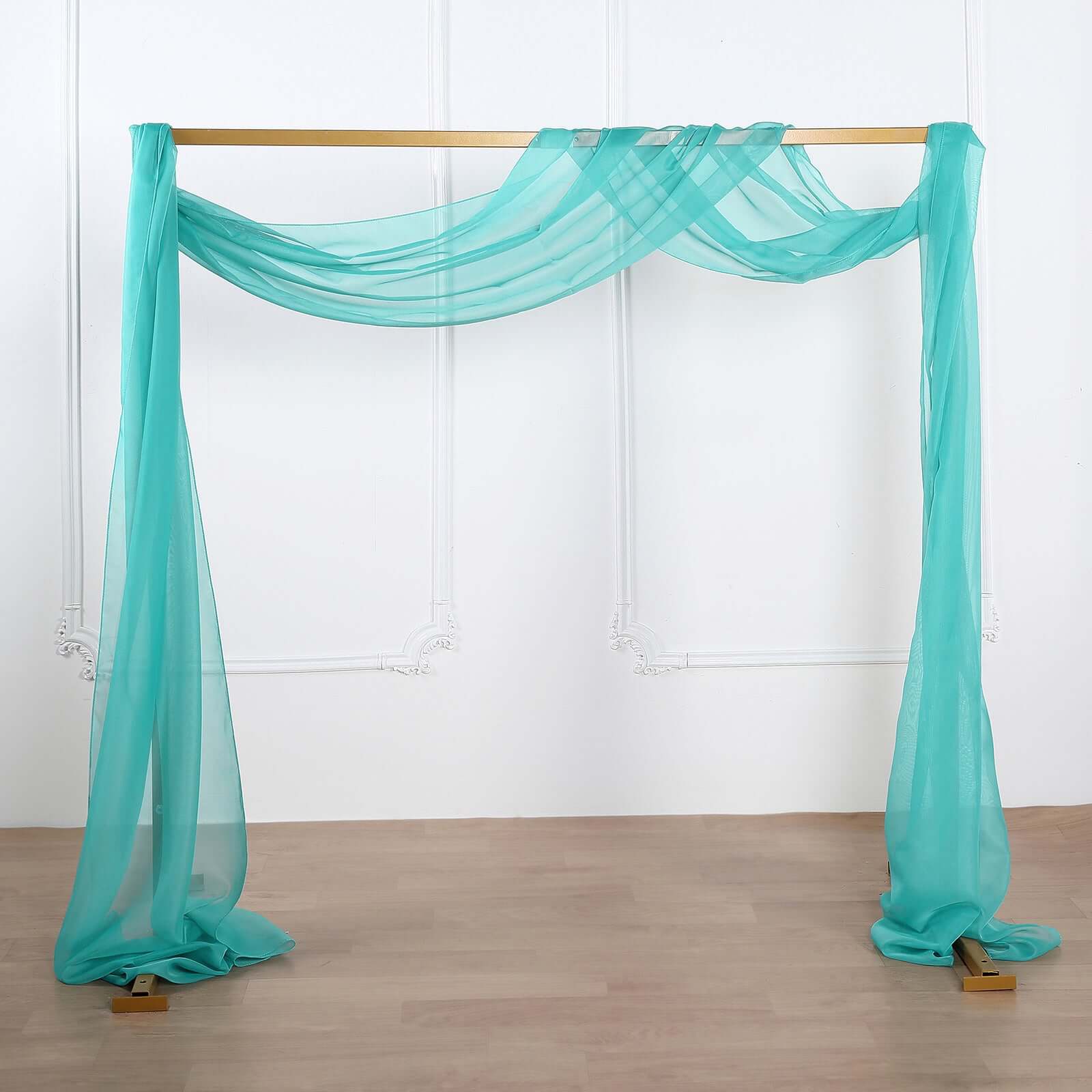 18ft Turquoise Sheer Organza Wedding Arch Drapery Fabric, Window Scarf Valance